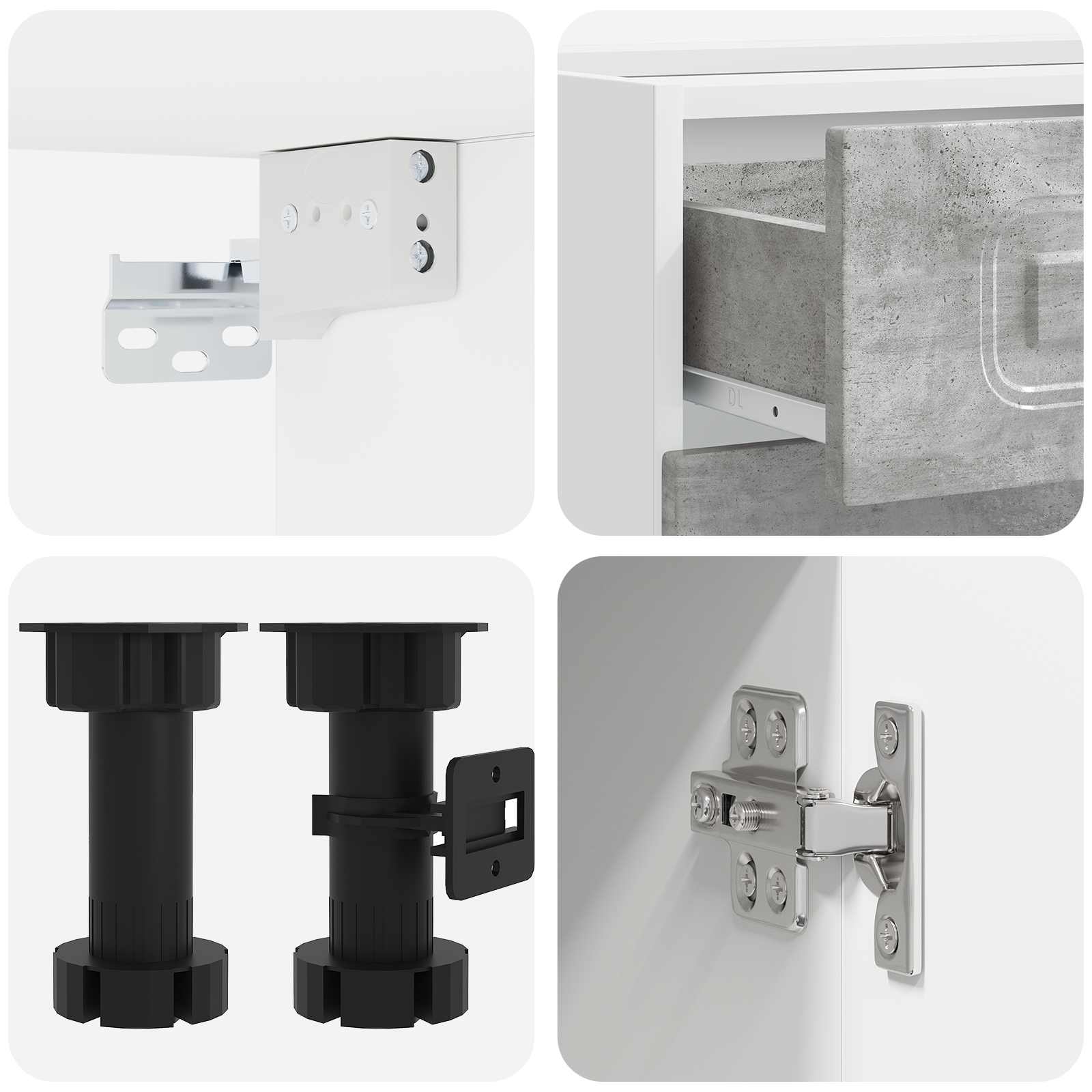 Unité de cuisine KALMAR 4 pc Gris béton Bois d'ingénierie - XIOS