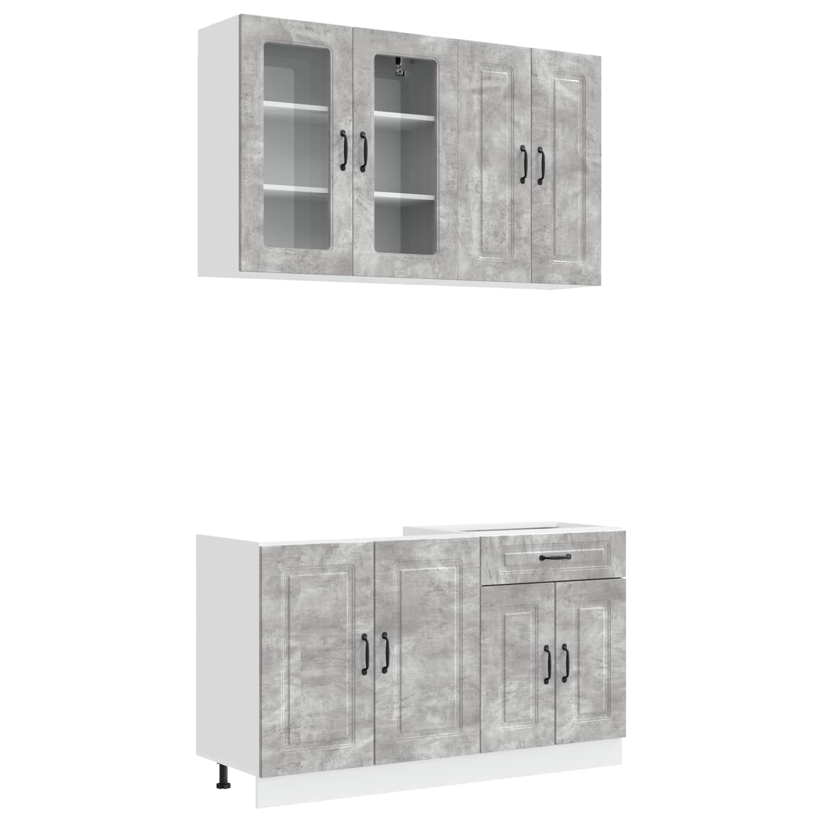 Unité de cuisine KALMAR 4 pc Gris béton Bois d'ingénierie - XIOS