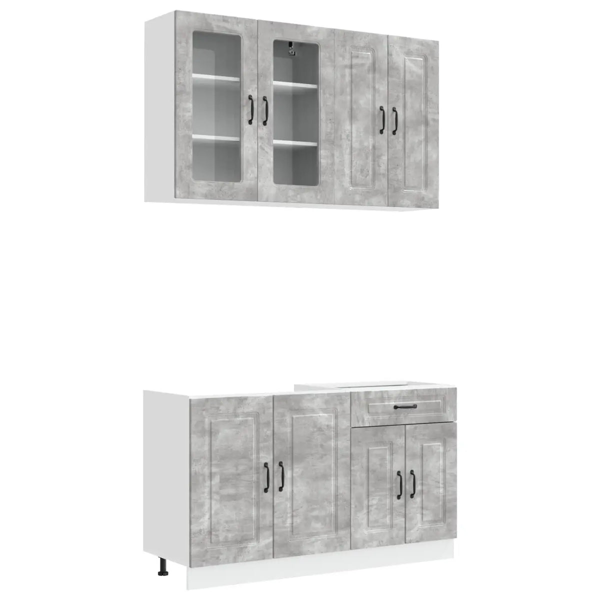 Unité de cuisine KALMAR 4 pc Gris béton Bois d’ingénierie - XIOS