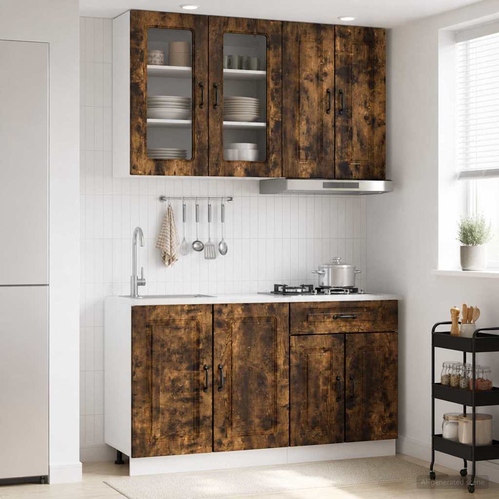 Unité de cuisine KALMAR 4 pc Chêne fumé Bois d'ingénierie