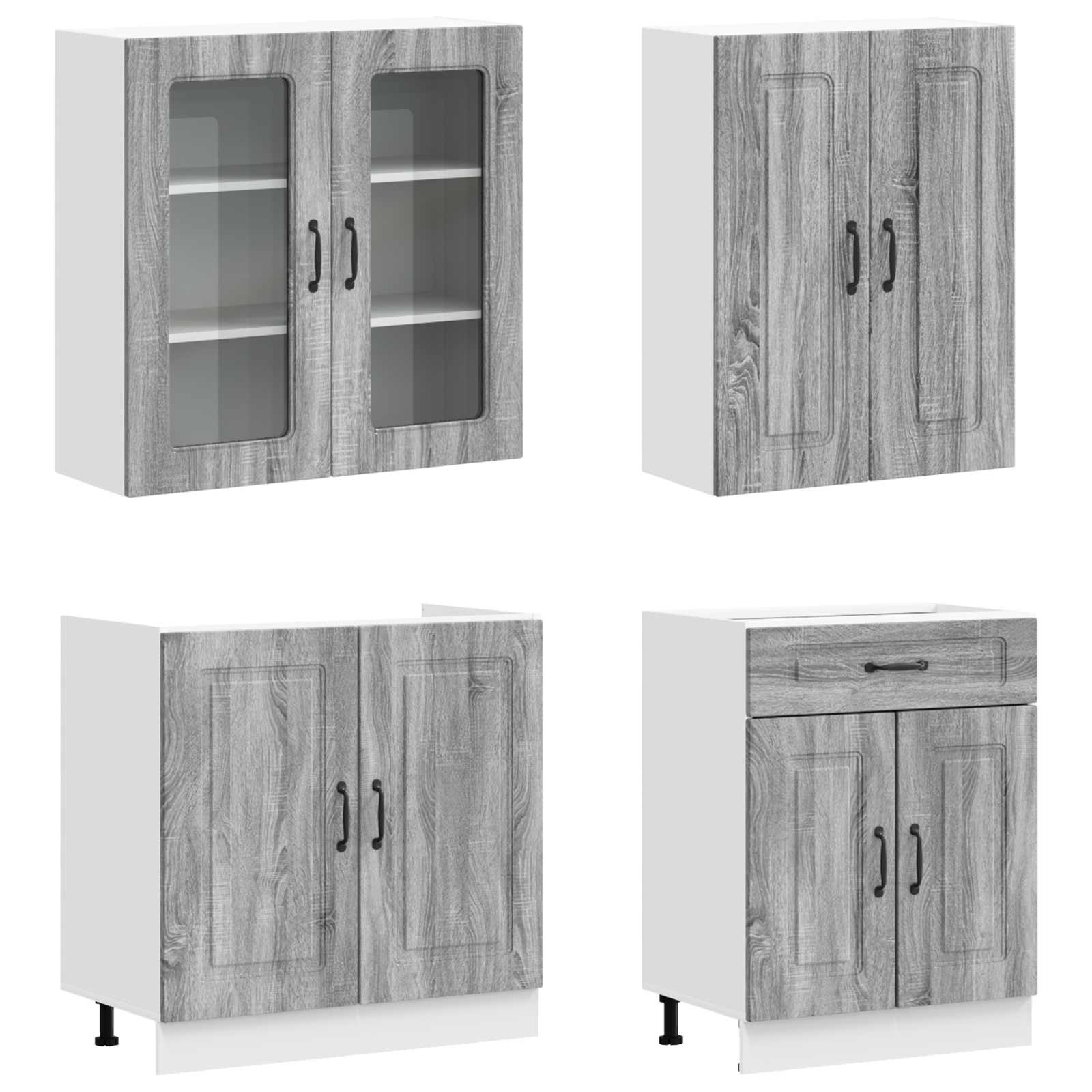 Unité de cuisine KALMAR 4 pc Sonoma gris Bois d'ingénierie - XIOS