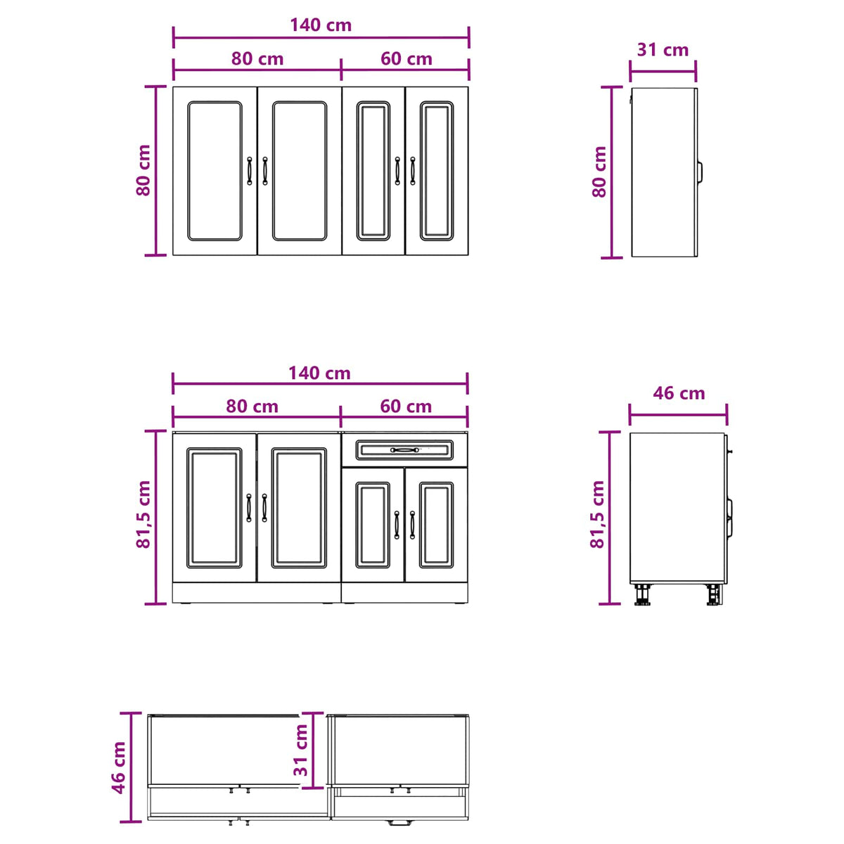 Unité de cuisine KALMAR 4 pc Bois ancien Bois d'ingénierie