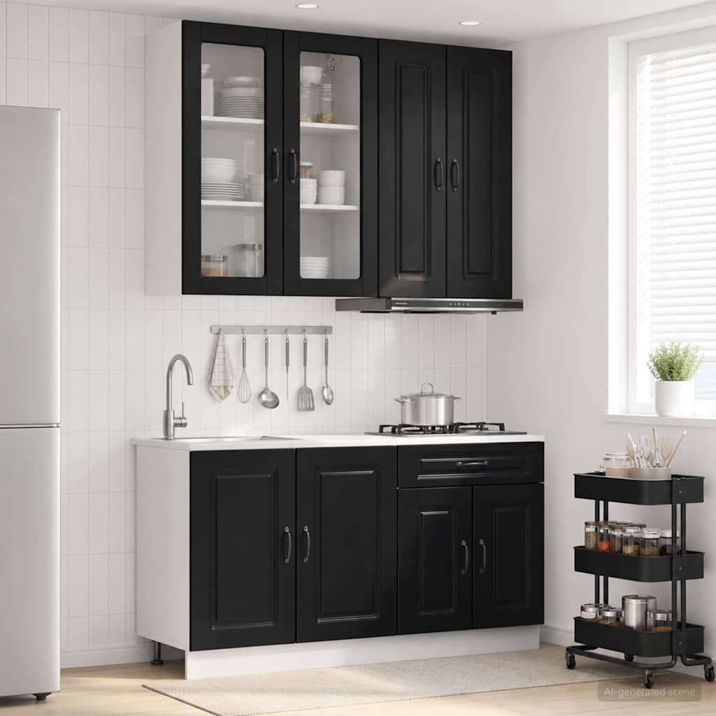 Unité de cuisine KALMAR 4 pc Noir Bois d'ingénierie