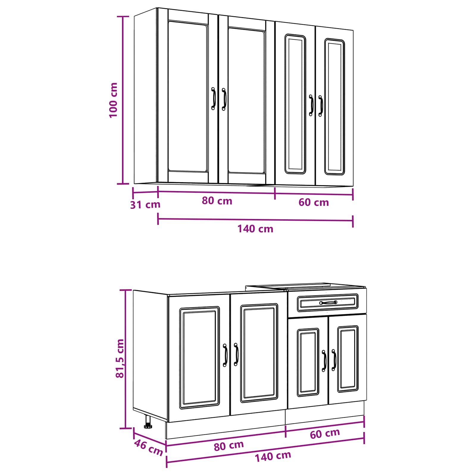 Unité de cuisine KALMAR 4 pc Chêne Sonoma Bois d'ingénierie - XIOS
