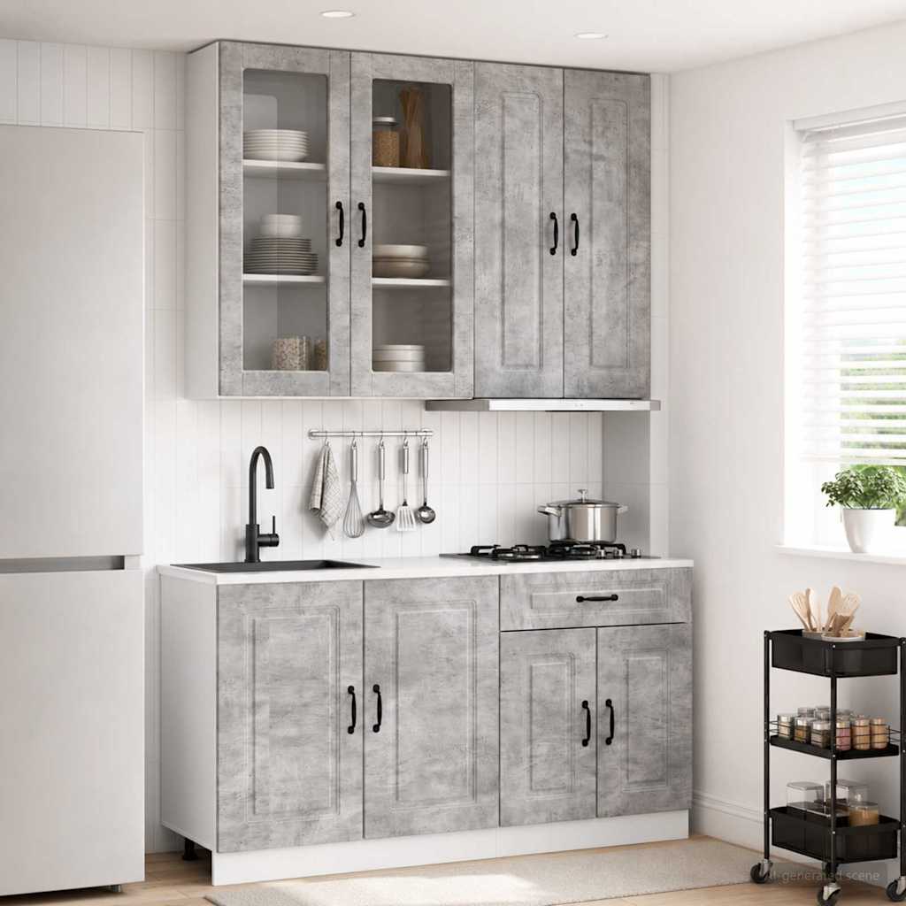 Unité de cuisine KALMAR 4 pc Gris béton Bois d'ingénierie - XIOS
