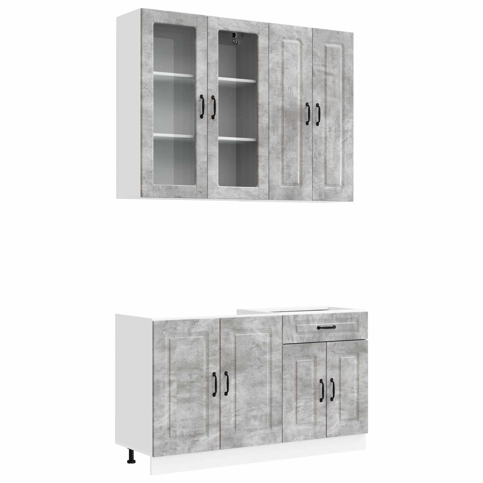Unité de cuisine KALMAR 4 pc Gris béton Bois d'ingénierie - XIOS