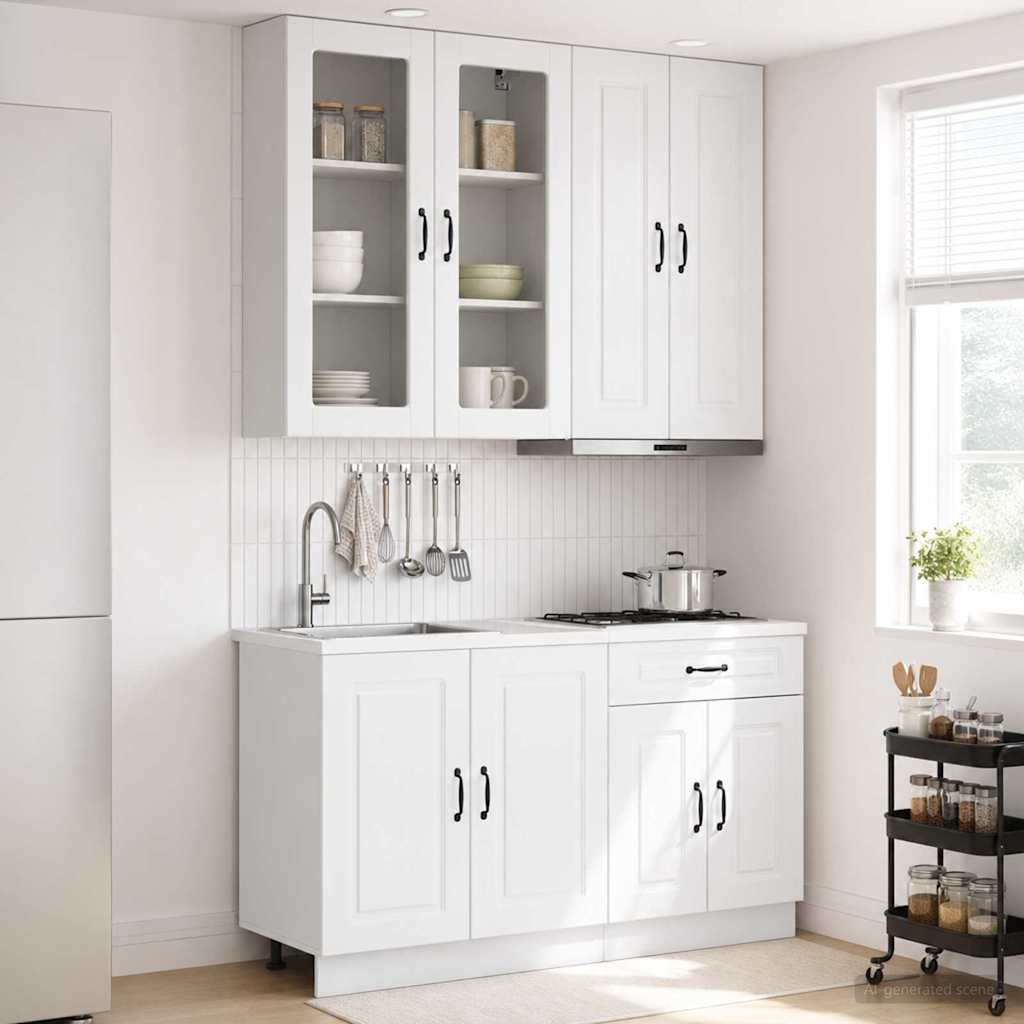 Unité de cuisine KALMAR 4 pc Blanc brillant Bois d'ingénierie