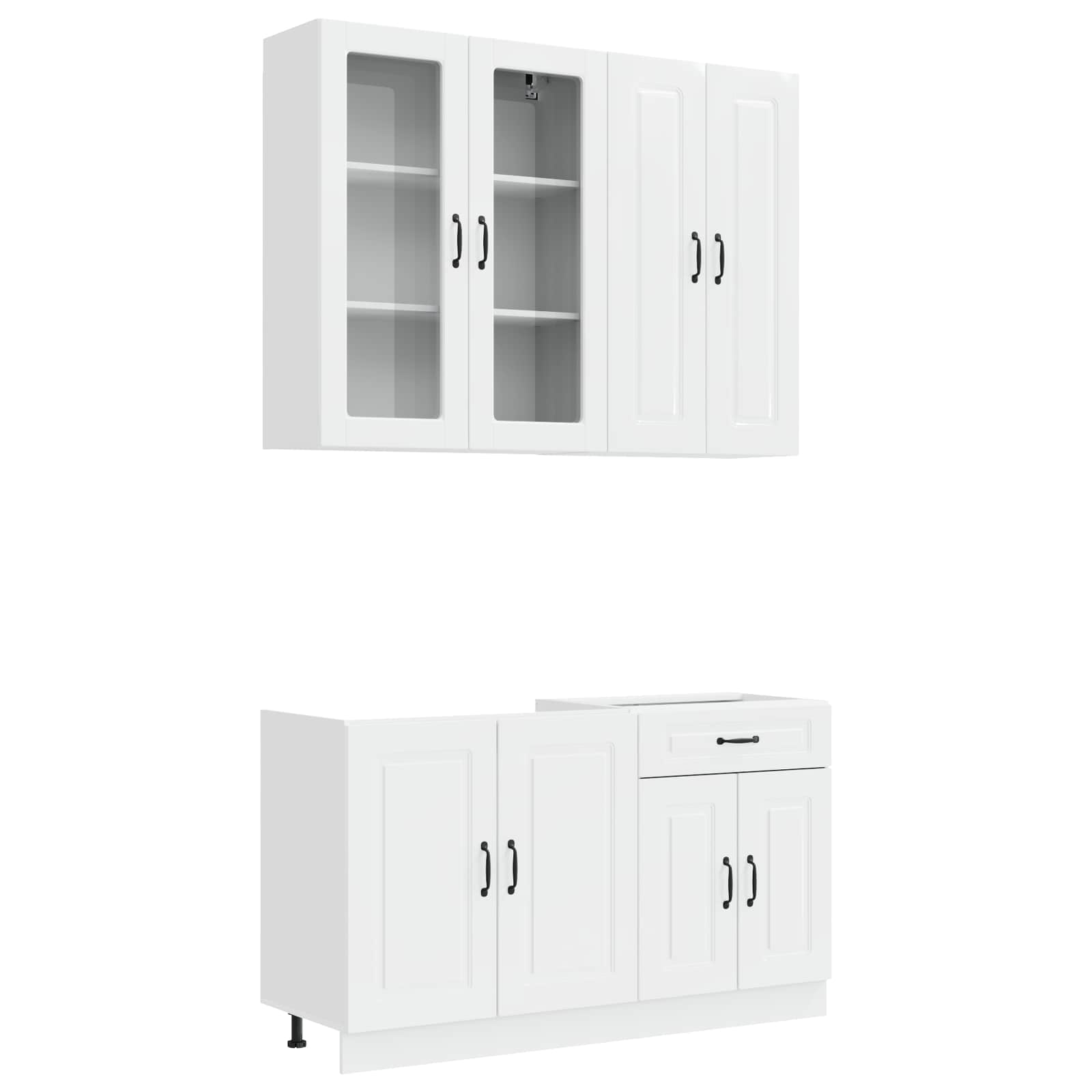 Unité de cuisine KALMAR 4 pc Blanc brillant Bois d'ingénierie