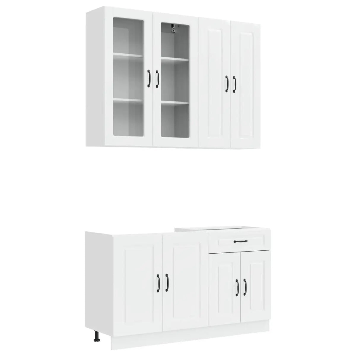 Unité de cuisine KALMAR 4 pc Blanc brillant Bois d’ingénierie - XIOS