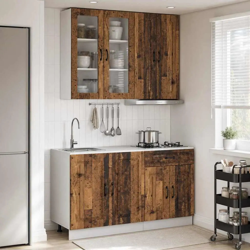 Unité de cuisine KALMAR 4 pc Bois ancien Bois d’ingénierie - XIOS
