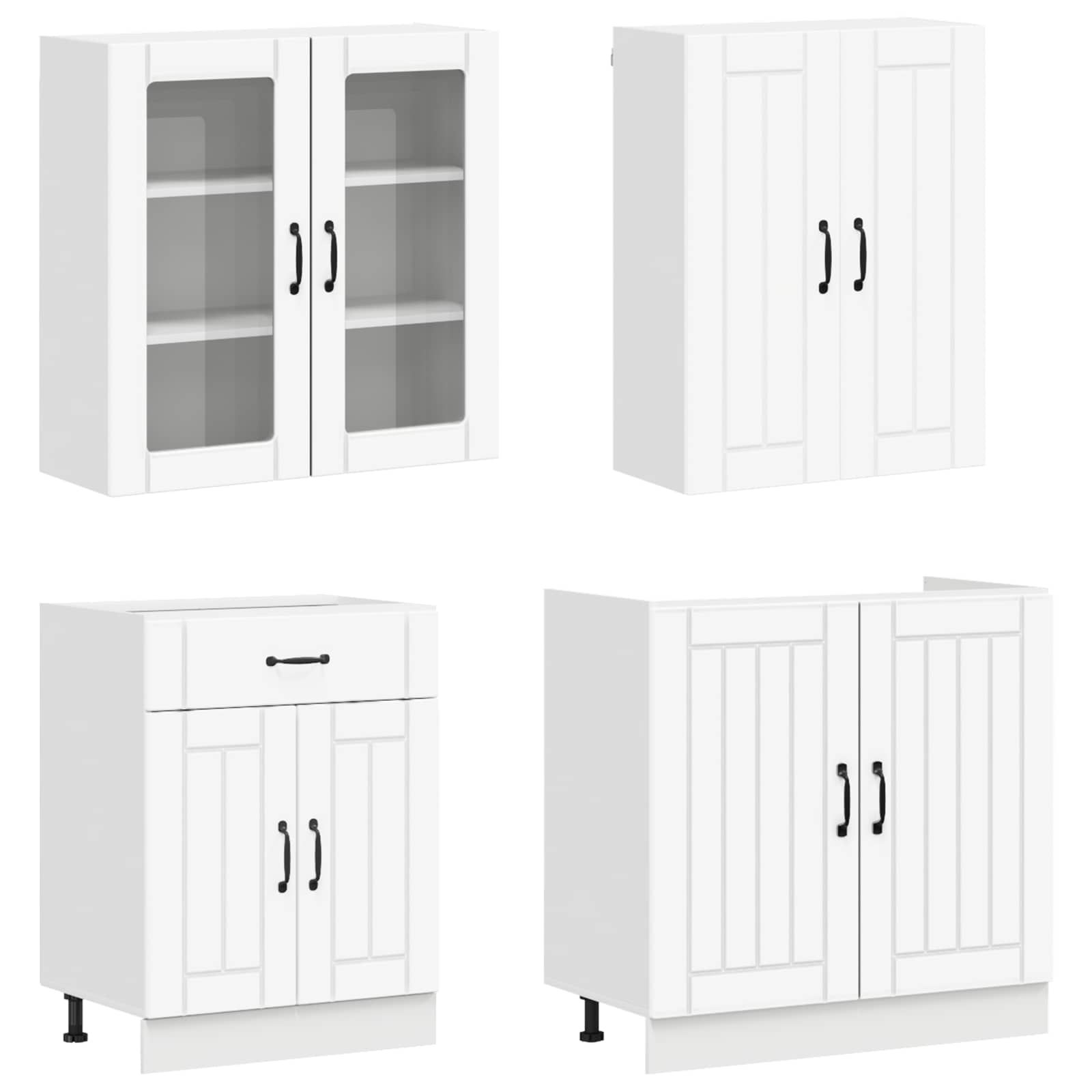 Unité de cuisine LUCCA 4 pc Blanc Bois d'ingénierie