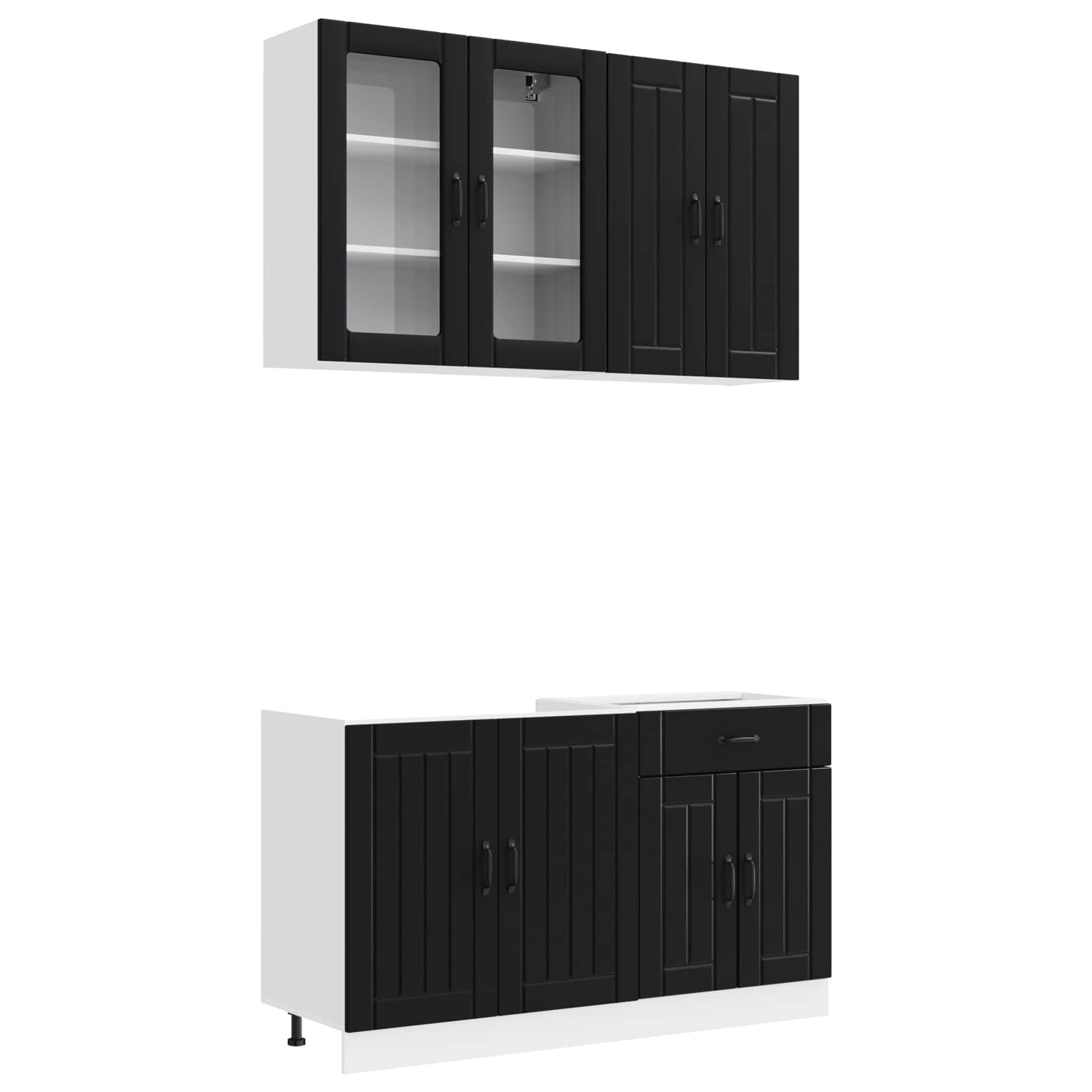 Unité de cuisine LUCCA 4 pc Noir Bois d'ingénierie - XIOS