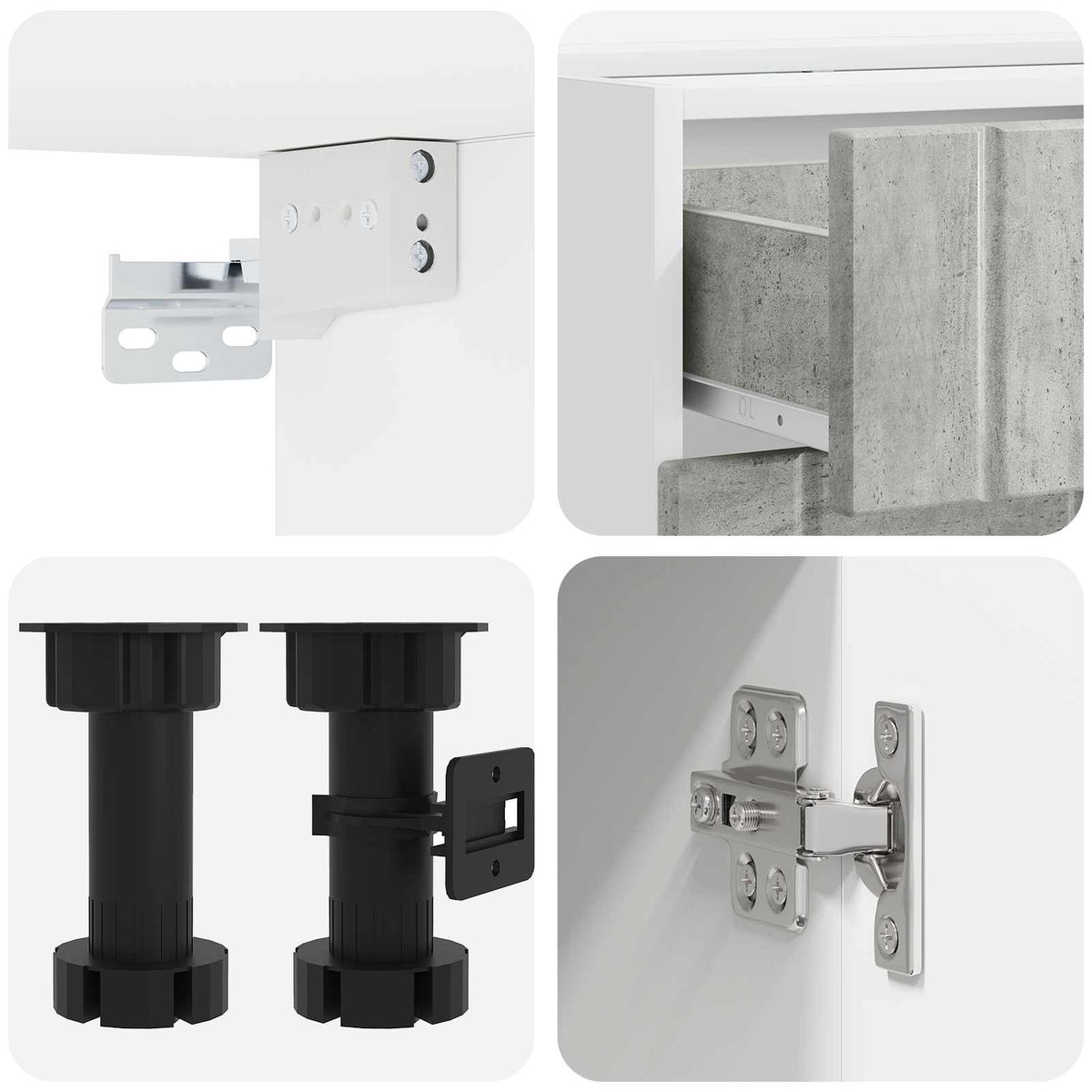 Unité de cuisine LUCCA 4 pc Gris béton Bois d'ingénierie