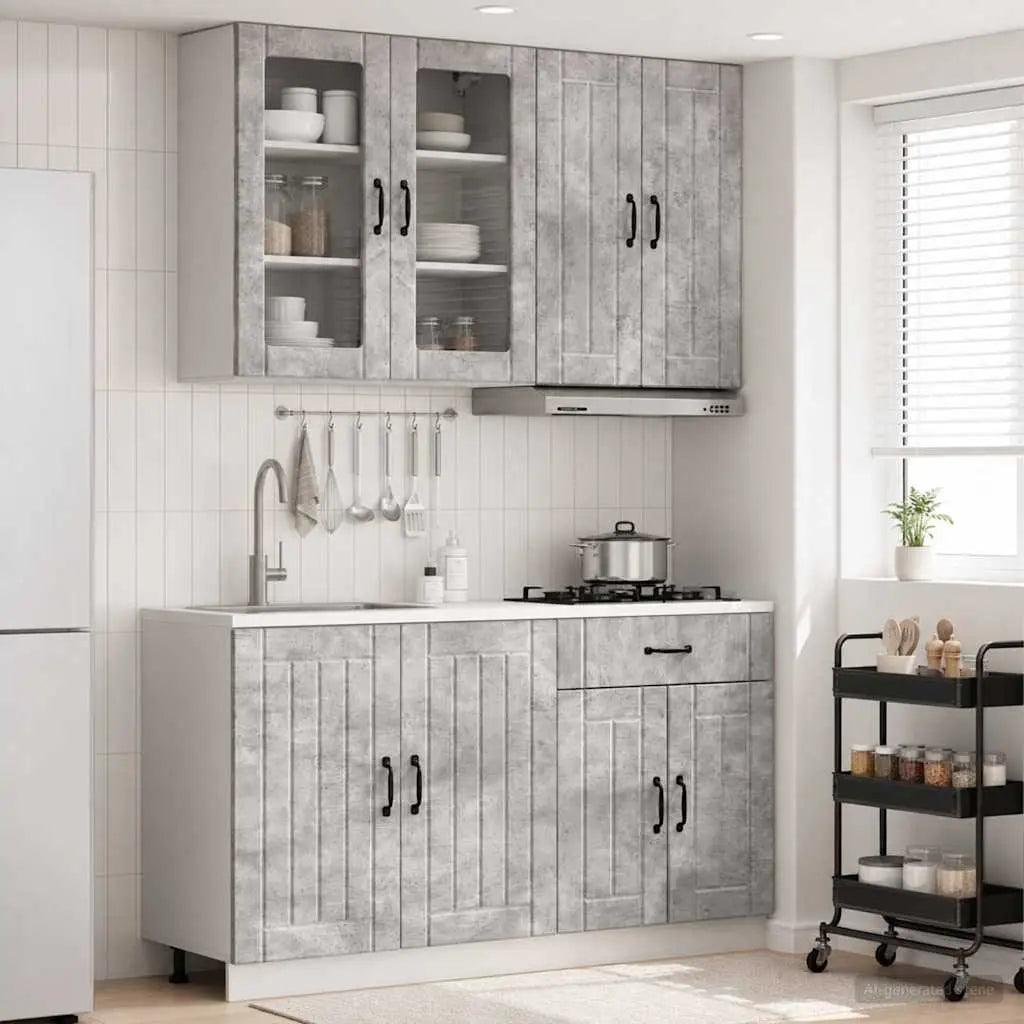 Unité de cuisine LUCCA 4 pc Gris béton Bois d’ingénierie - XIOS