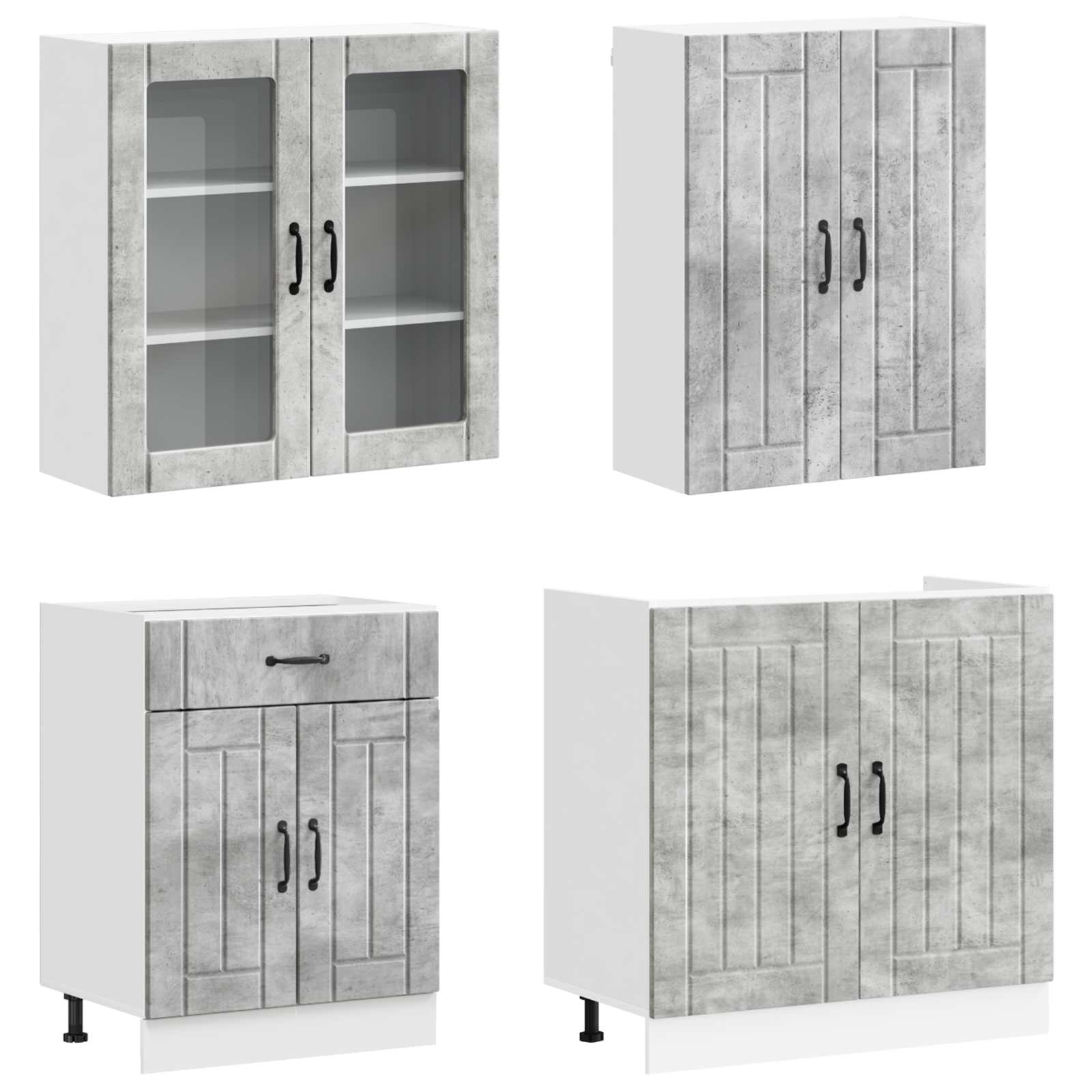 Unité de cuisine LUCCA 4 pc Gris béton Bois d'ingénierie