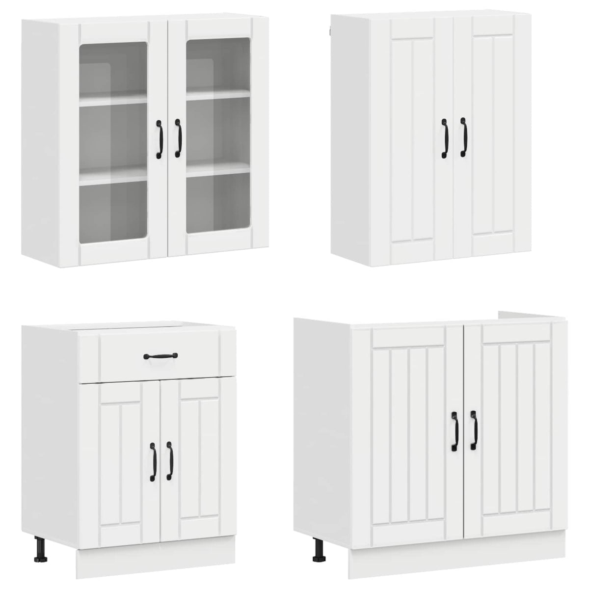 Unité de cuisine LUCCA 4 pc Blanc brillant Bois d'ingénierie