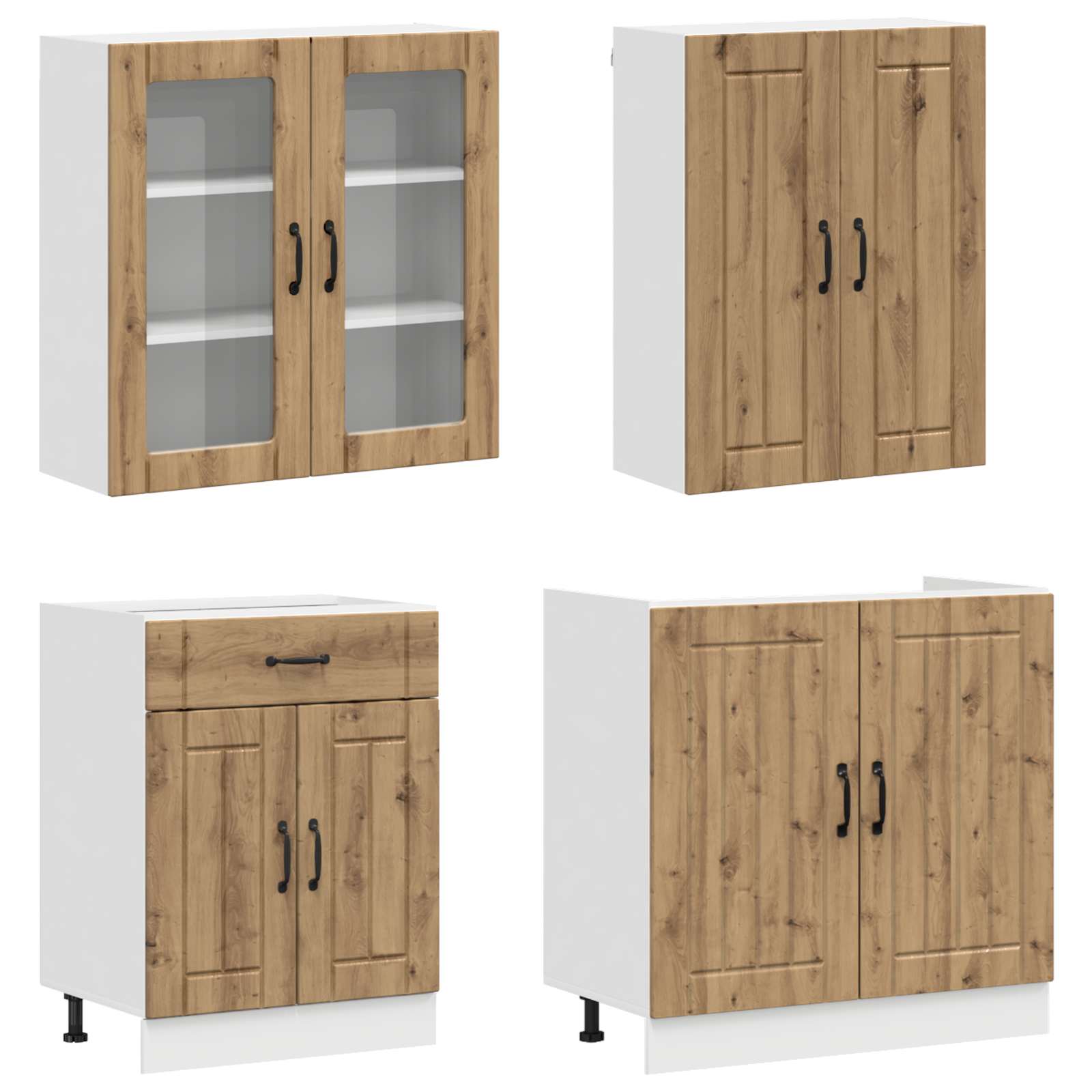 Unité de cuisine LUCCA 4 pc Chêne artisanal Bois d'ingénierie