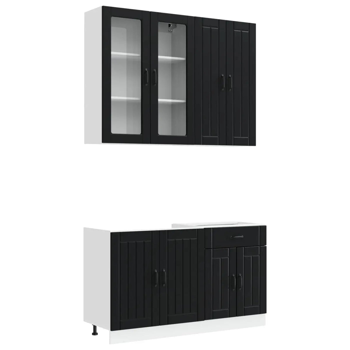Unité de cuisine LUCCA 4 pc Noir Bois d’ingénierie - XIOS