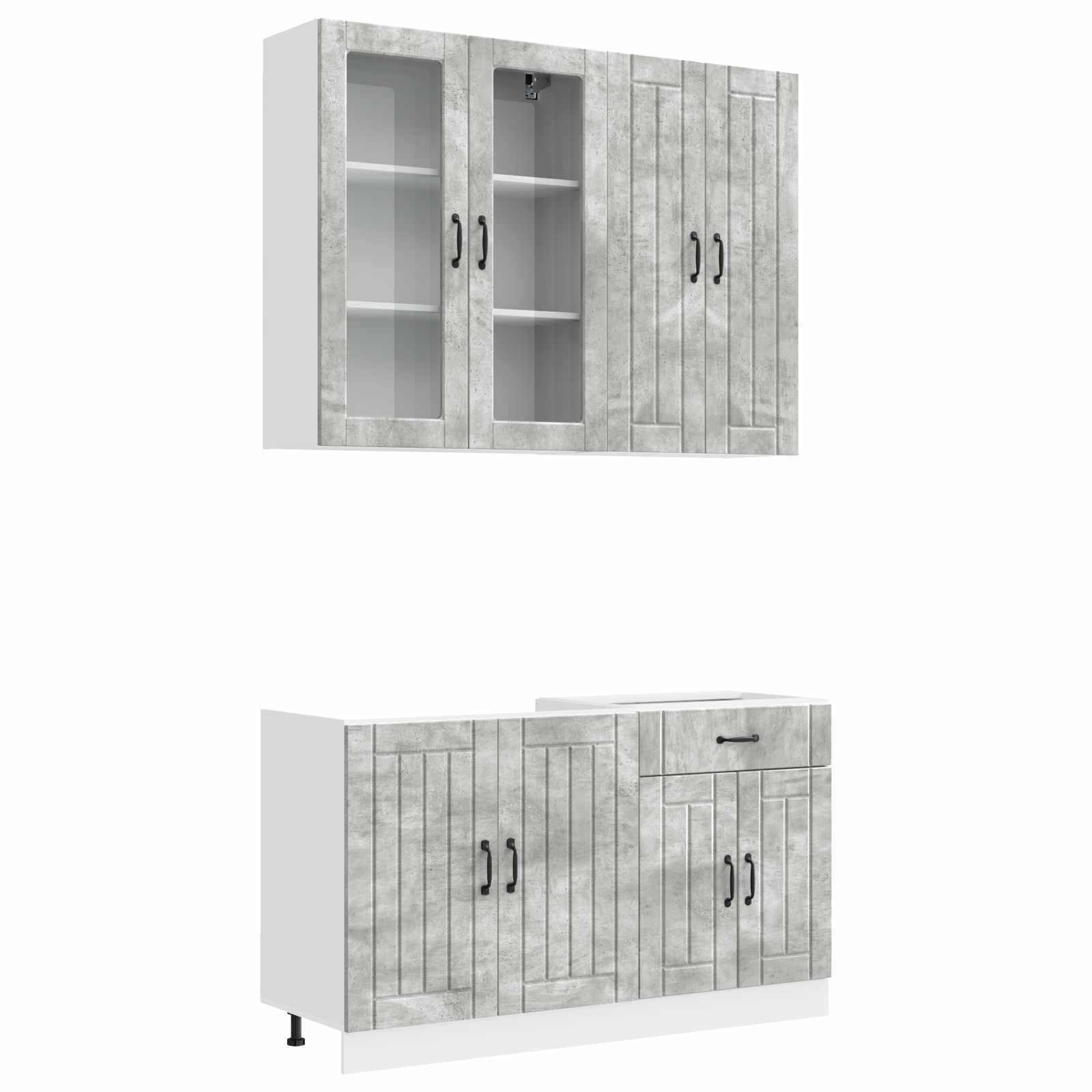 Unité de cuisine LUCCA 4 pc Gris béton Bois d'ingénierie