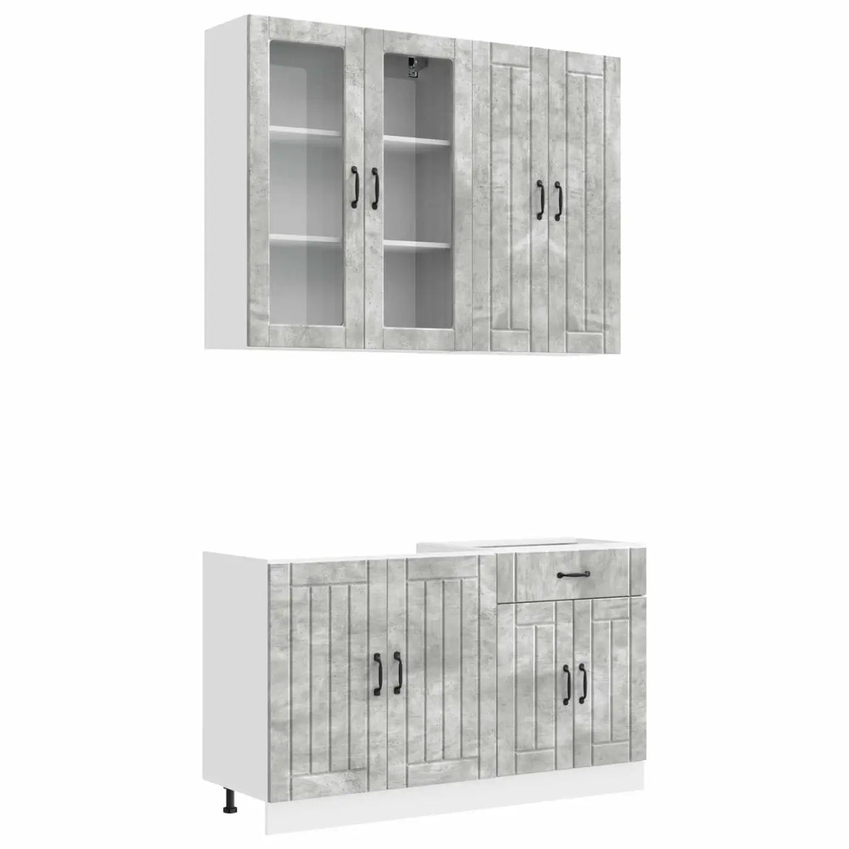 Unité de cuisine LUCCA 4 pc Gris béton Bois d’ingénierie - XIOS