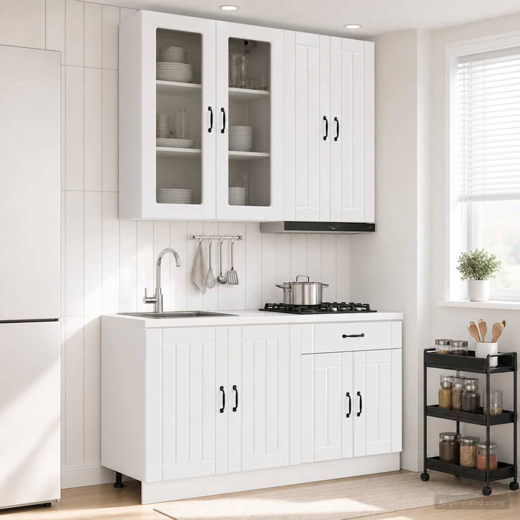 Unité de cuisine LUCCA 4 pc Blanc brillant Bois d'ingénierie