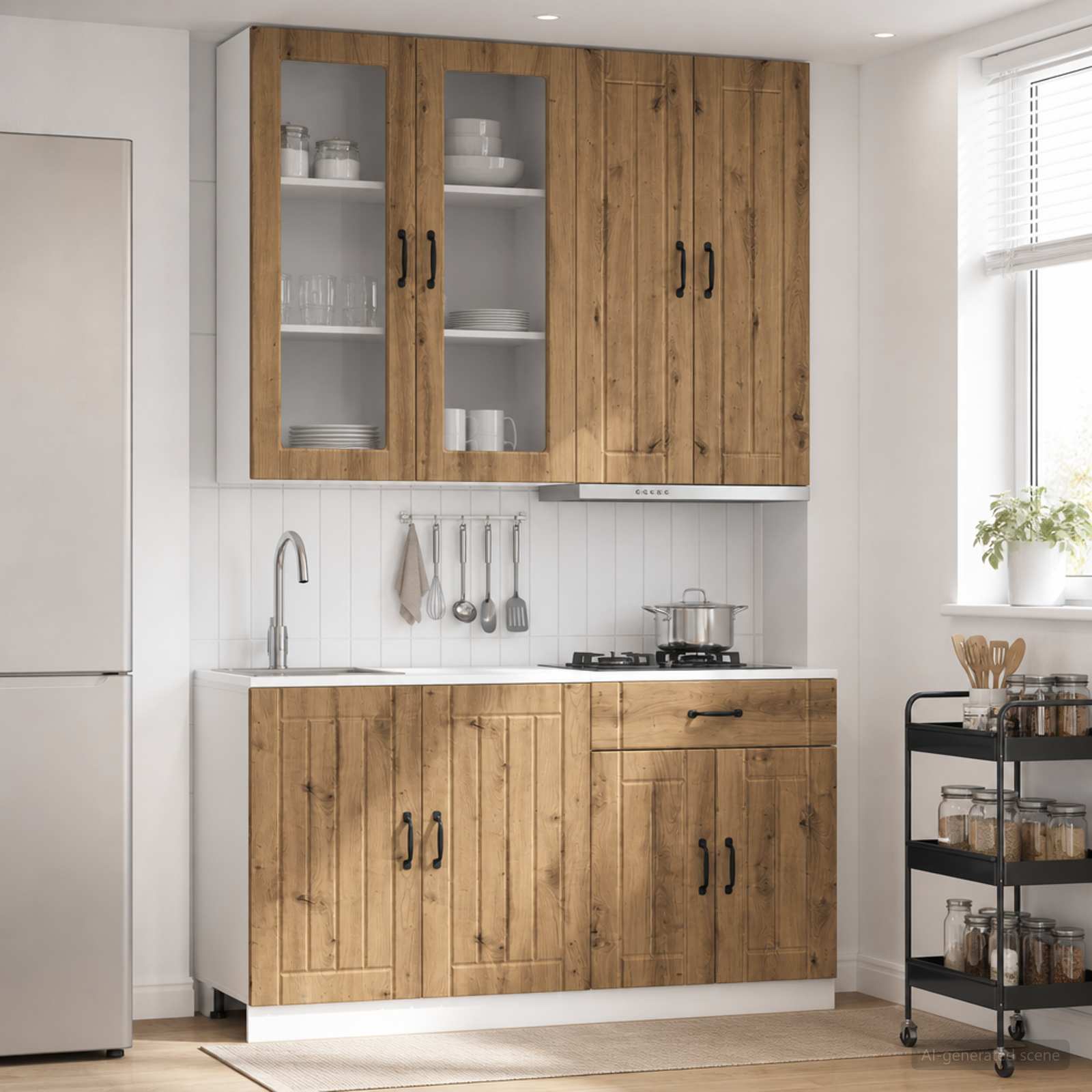 Unité de cuisine LUCCA 4 pc Chêne artisanal Bois d'ingénierie