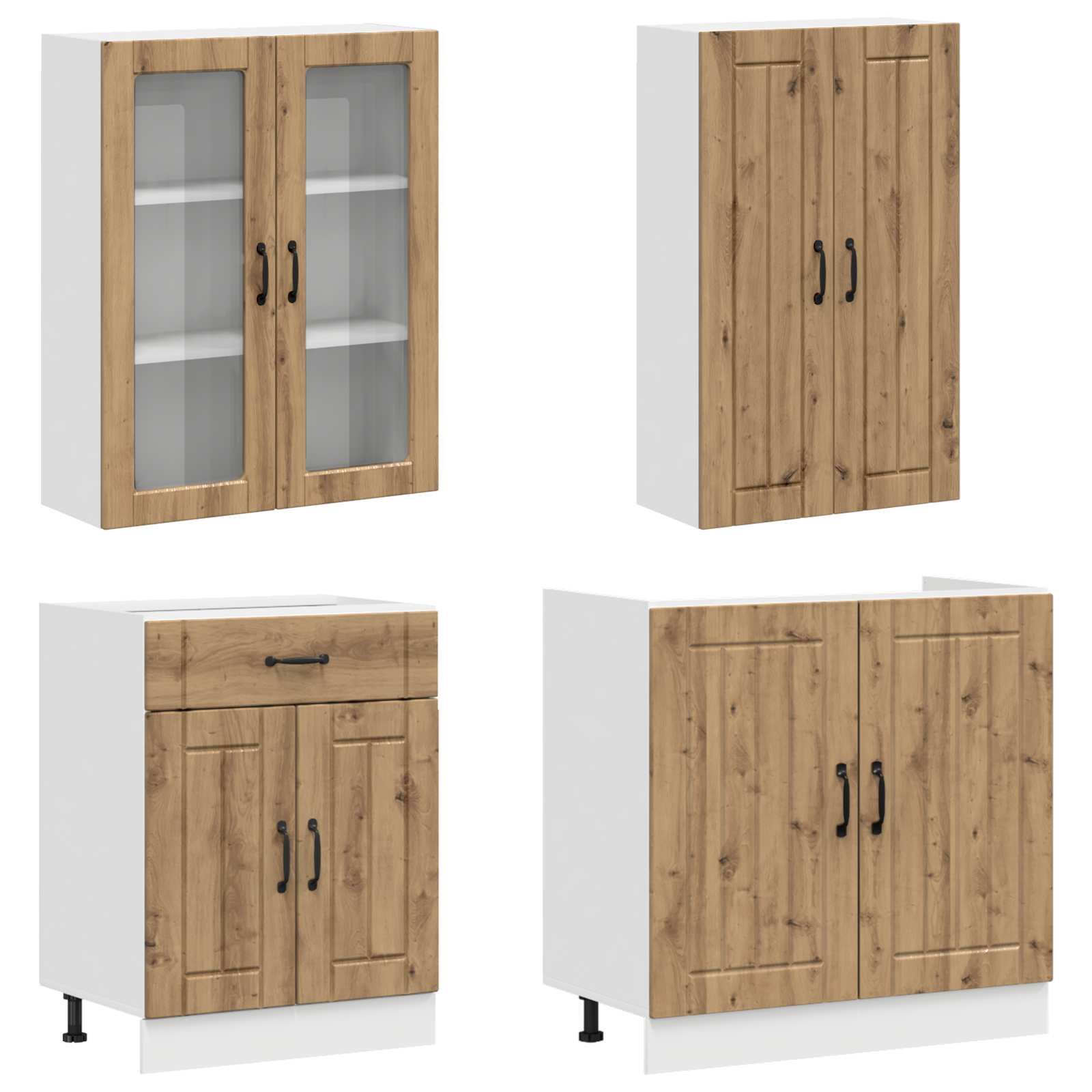 Unité de cuisine LUCCA 4 pc Chêne artisanal Bois d'ingénierie