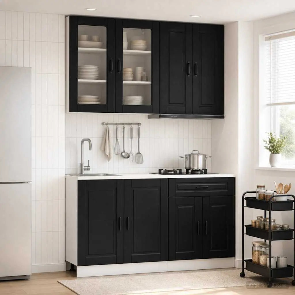 Unité de cuisine PORTO 4 pc Noir Bois d’ingénierie - XIOS