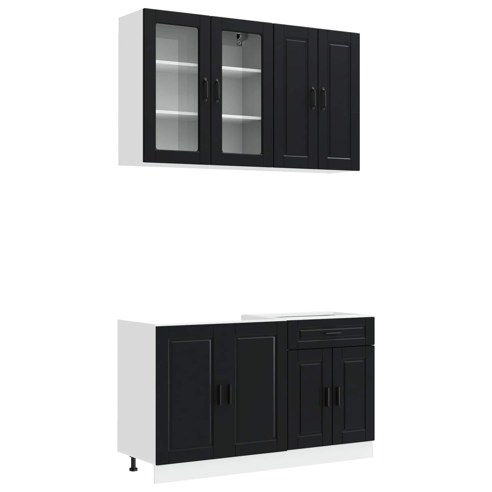 Unité de cuisine PORTO 4 pc Noir Bois d'ingénierie