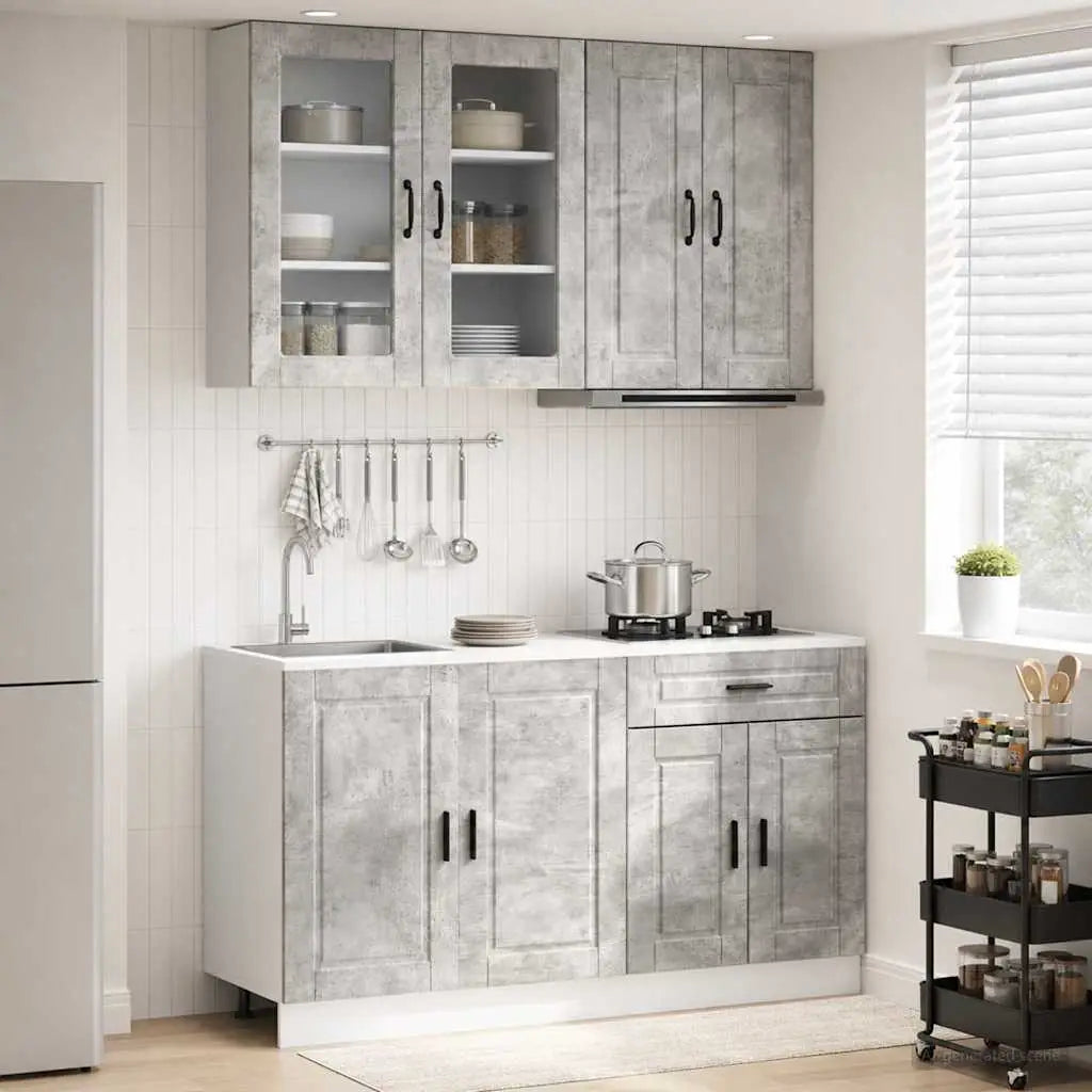 Unité de cuisine PORTO 4 pc Gris béton Bois d’ingénierie - XIOS