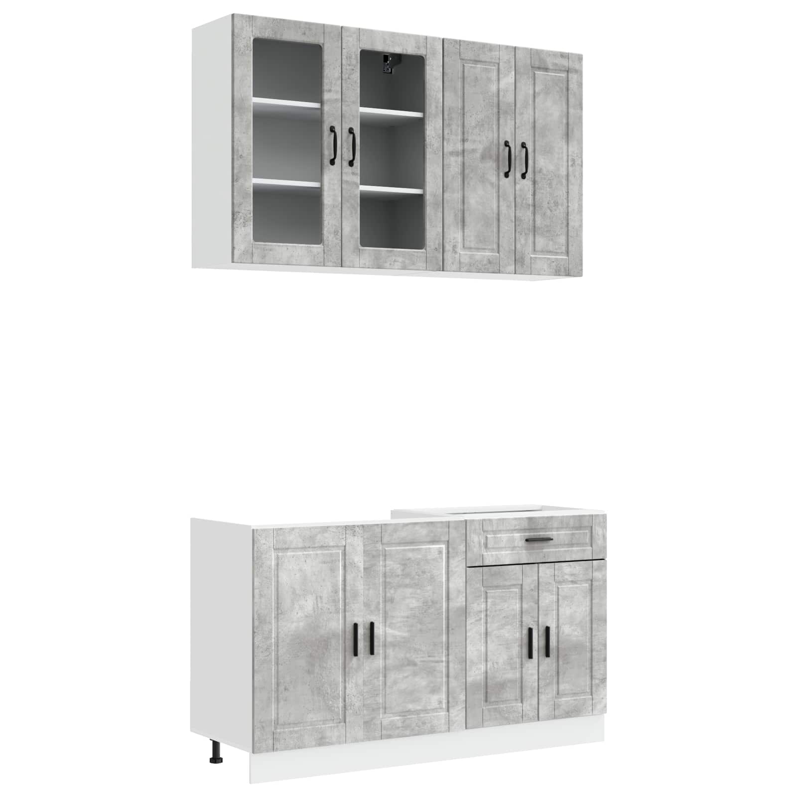 Unité de cuisine PORTO 4 pc Gris béton Bois d'ingénierie