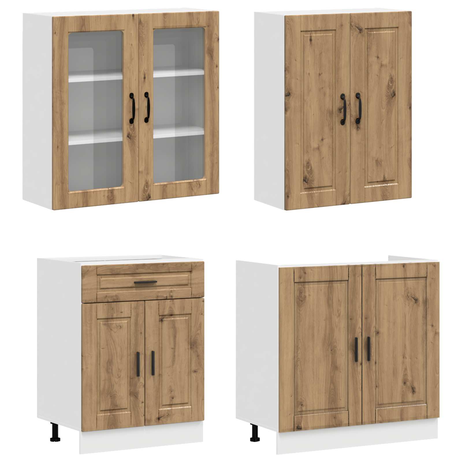 Unité de cuisine PORTO 4 pc Chêne artisanal Bois d'ingénierie