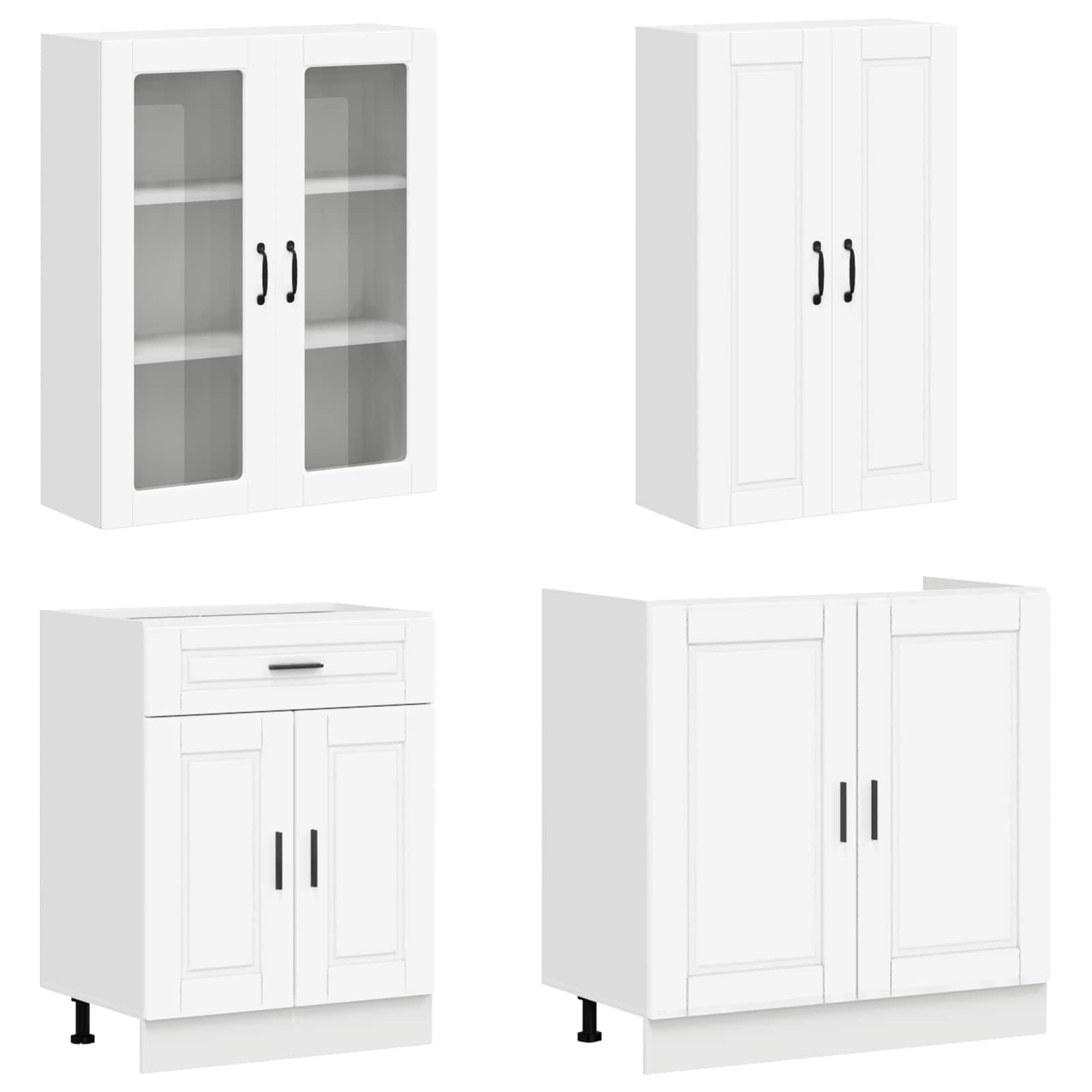 Unité de cuisine PORTO 4 pc Blanc Bois d'ingénierie - XIOS