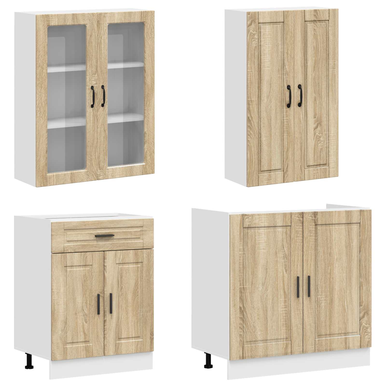 Unité de cuisine PORTO 4 pc Chêne Sonoma Bois d'ingénierie