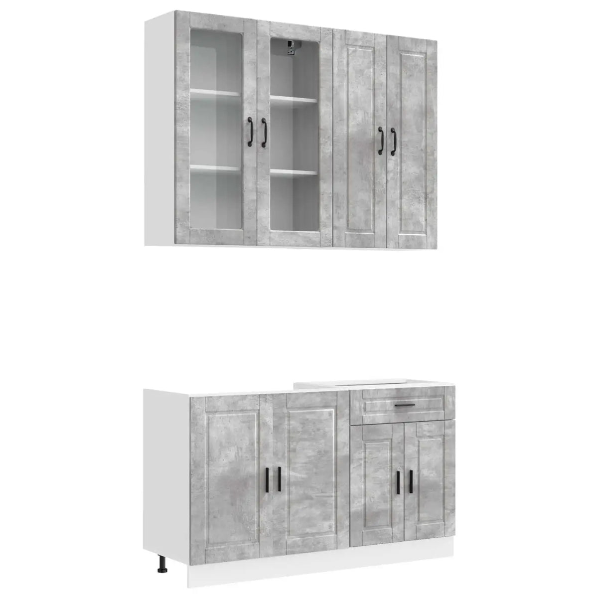 Unité de cuisine PORTO 4 pc Gris béton Bois d’ingénierie - XIOS