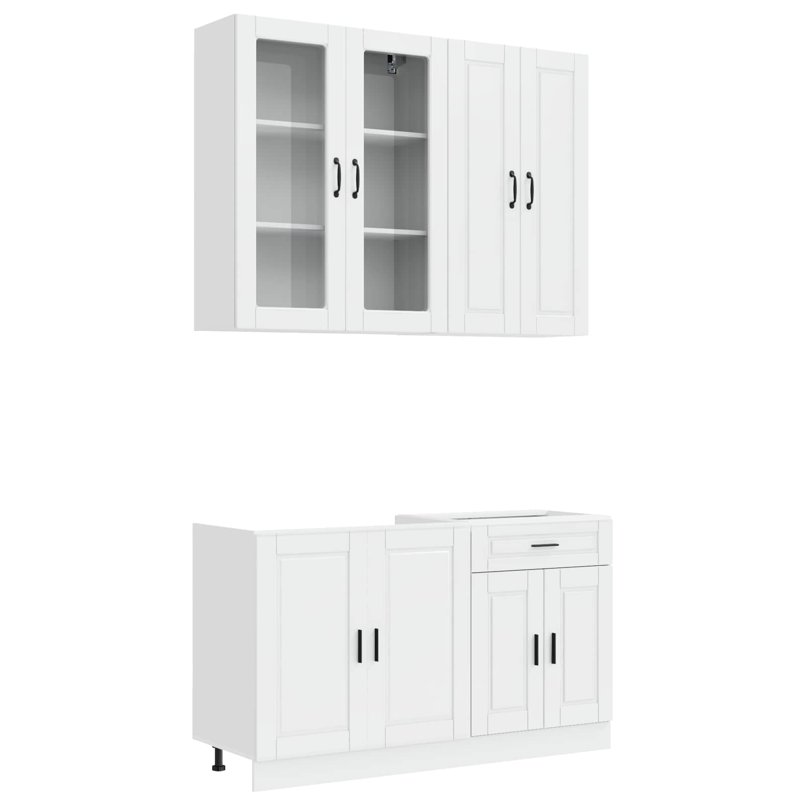 Unité de cuisine PORTO 4 pc Blanc brillant Bois d'ingénierie