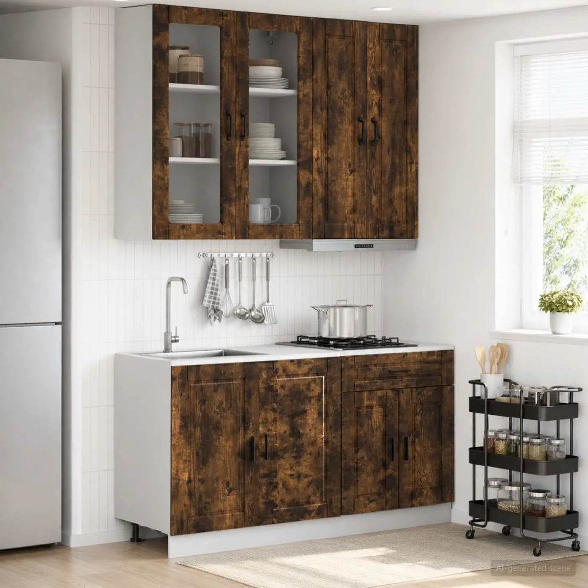 Unité de cuisine PORTO 4 pc Chêne fumé Bois d’ingénierie - XIOS