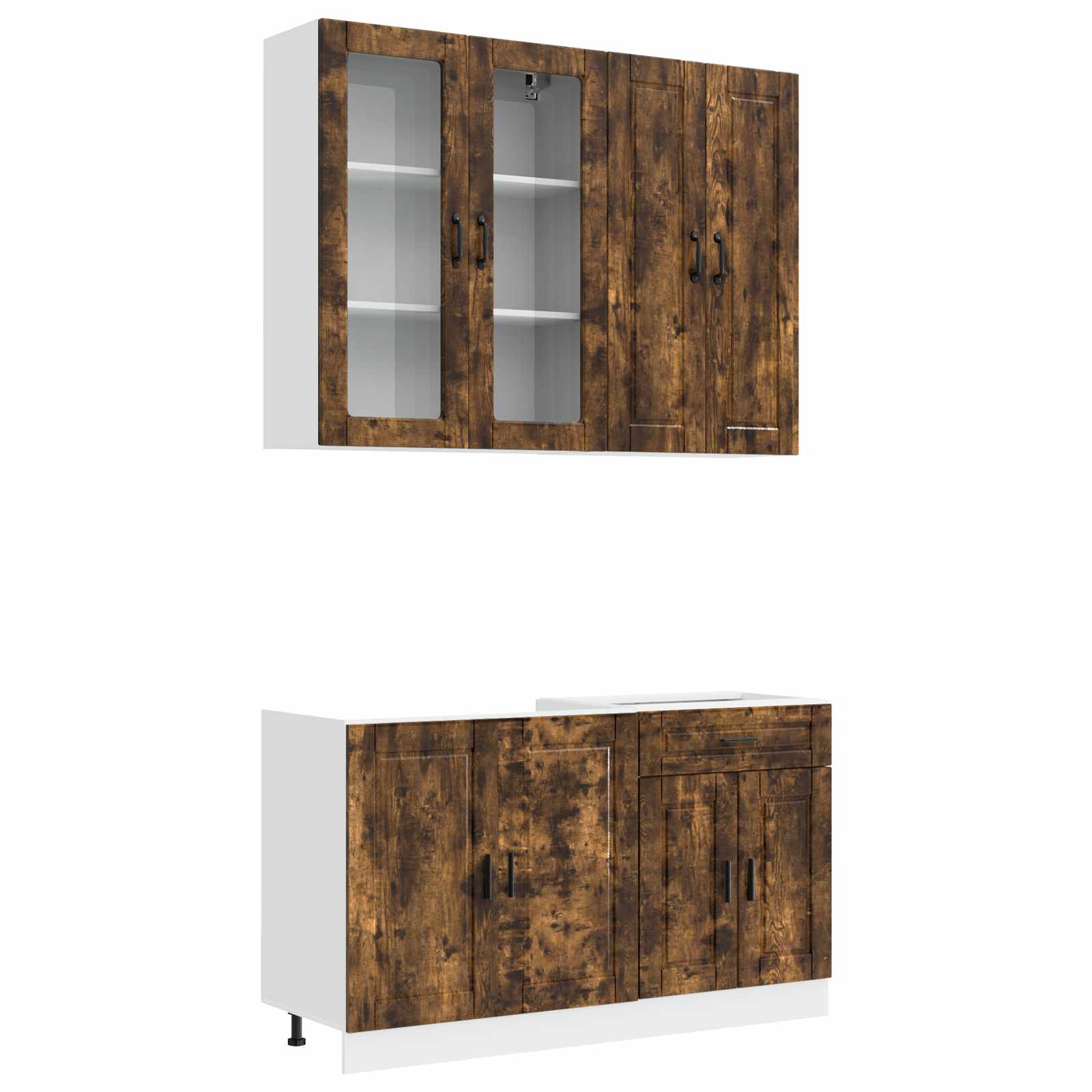 Unité de cuisine PORTO 4 pc Chêne fumé Bois d'ingénierie