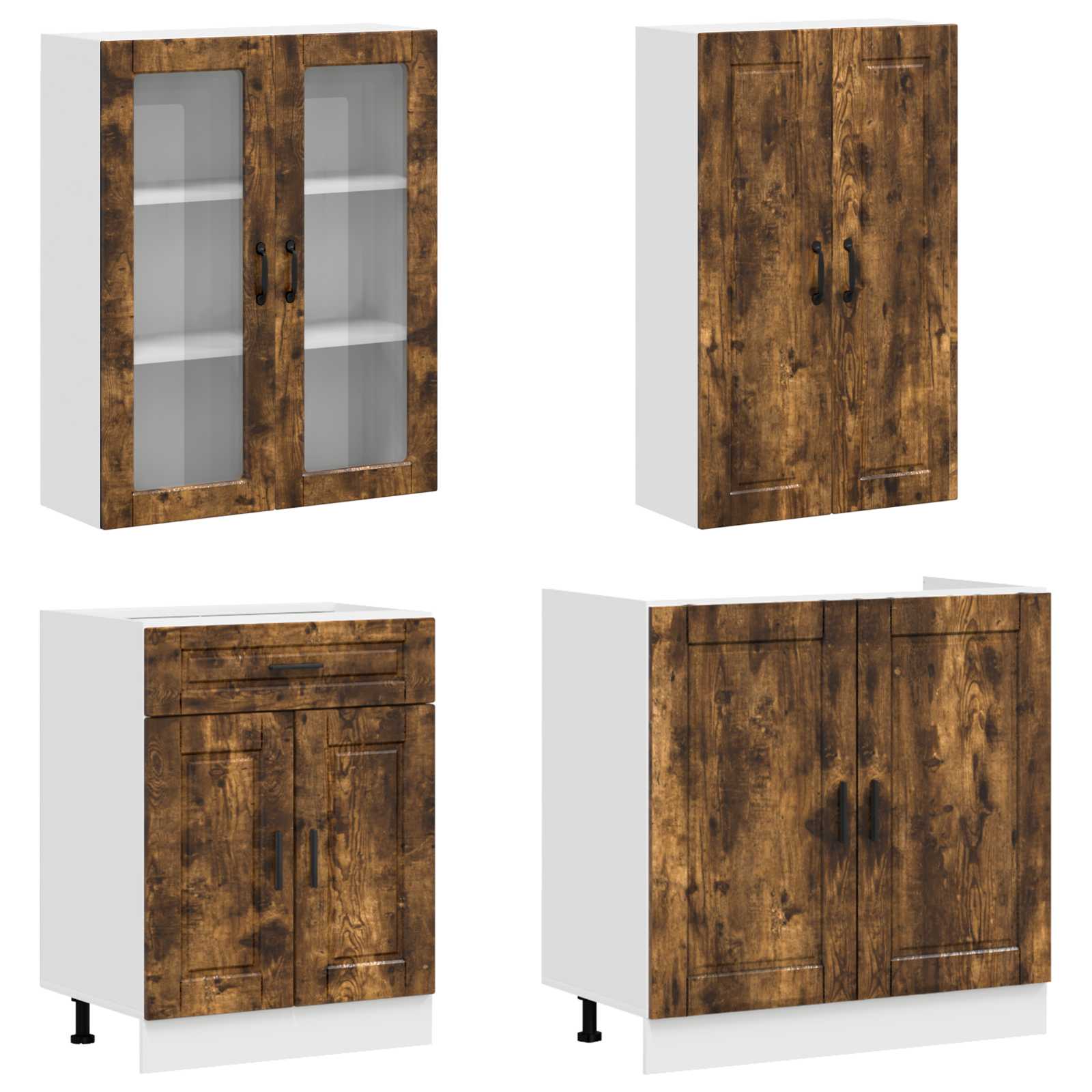 Unité de cuisine PORTO 4 pc Chêne fumé Bois d'ingénierie