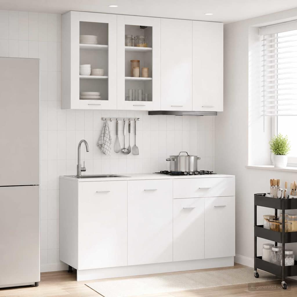 Unité de cuisine LYON 4 pc Blanc Bois d'ingénierie