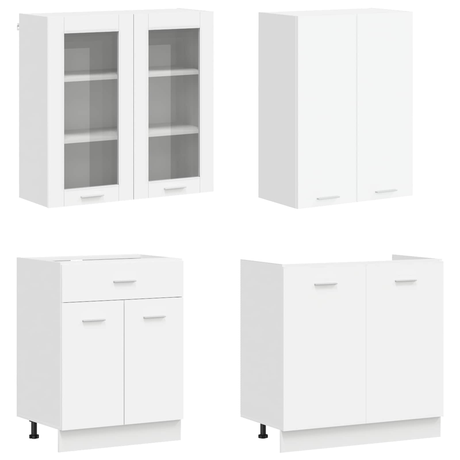 Unité de cuisine LYON 4 pc Blanc Bois d'ingénierie