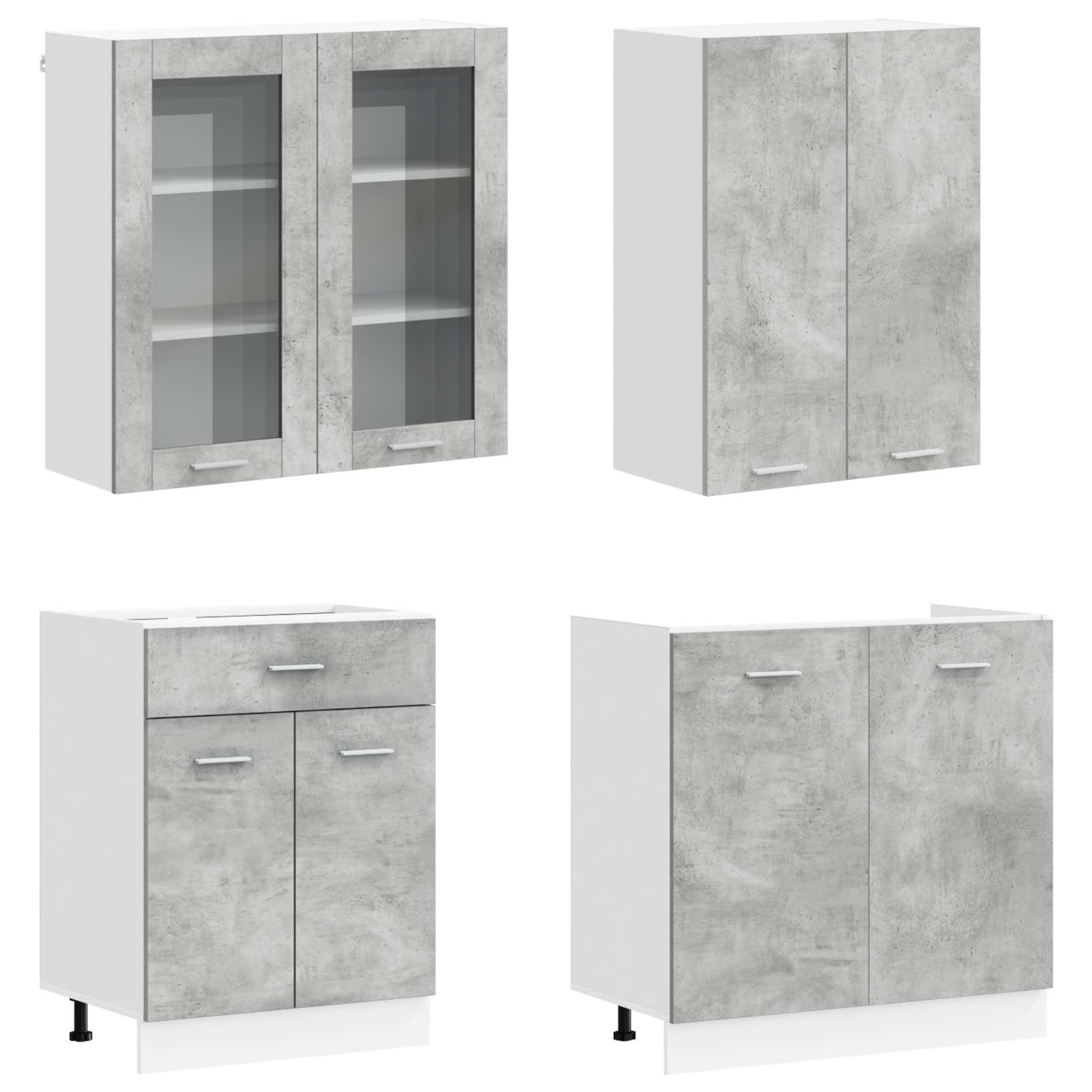 Unité de cuisine LYON 4 pc Gris béton Bois d'ingénierie - XIOS