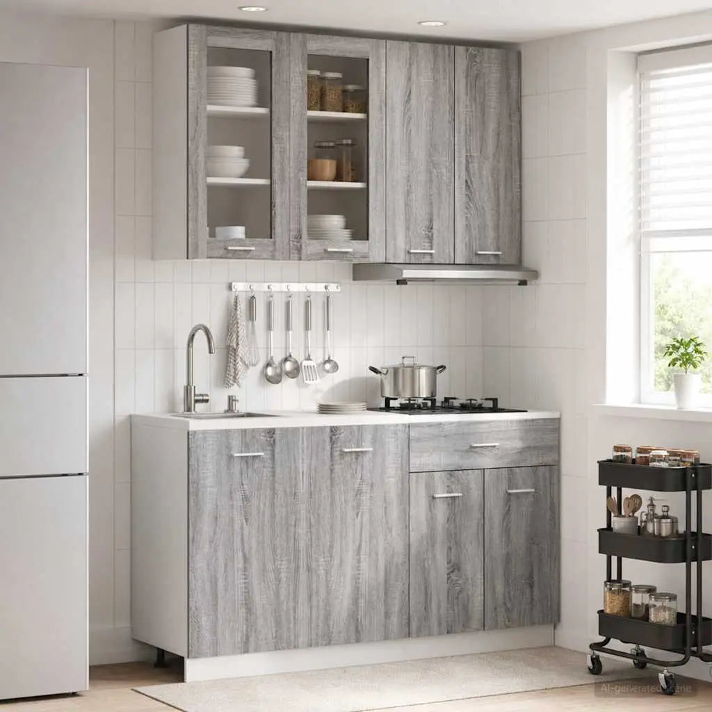 Unité de cuisine LYON 4 pc Sonoma gris Bois d’ingénierie - XIOS