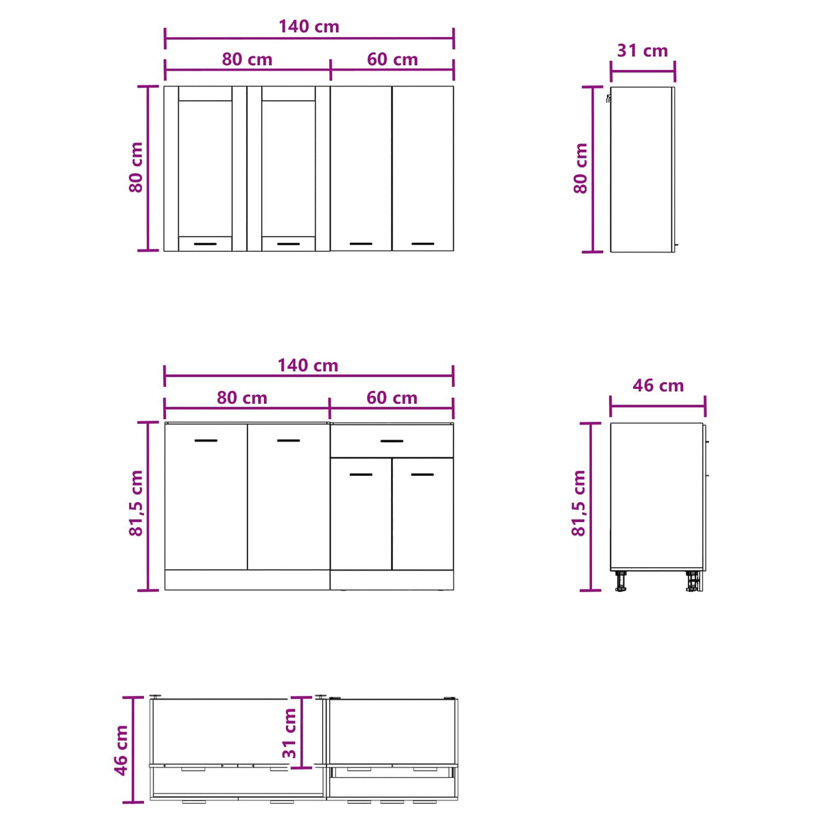 Unité de cuisine LYON 4 pc Sonoma gris Bois d'ingénierie