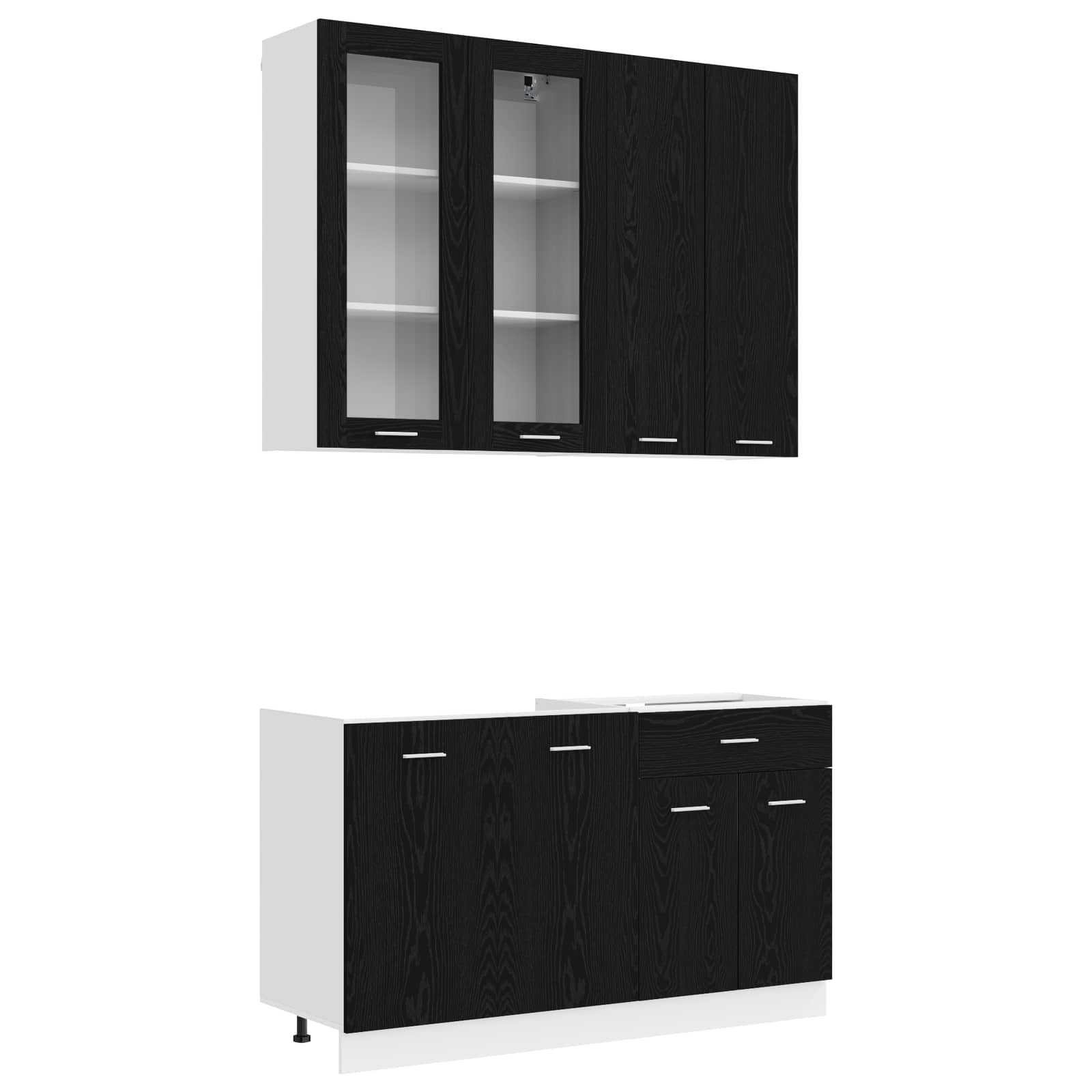 Unité de cuisine LYON 4 pc Chêne noir Bois d'ingénierie
