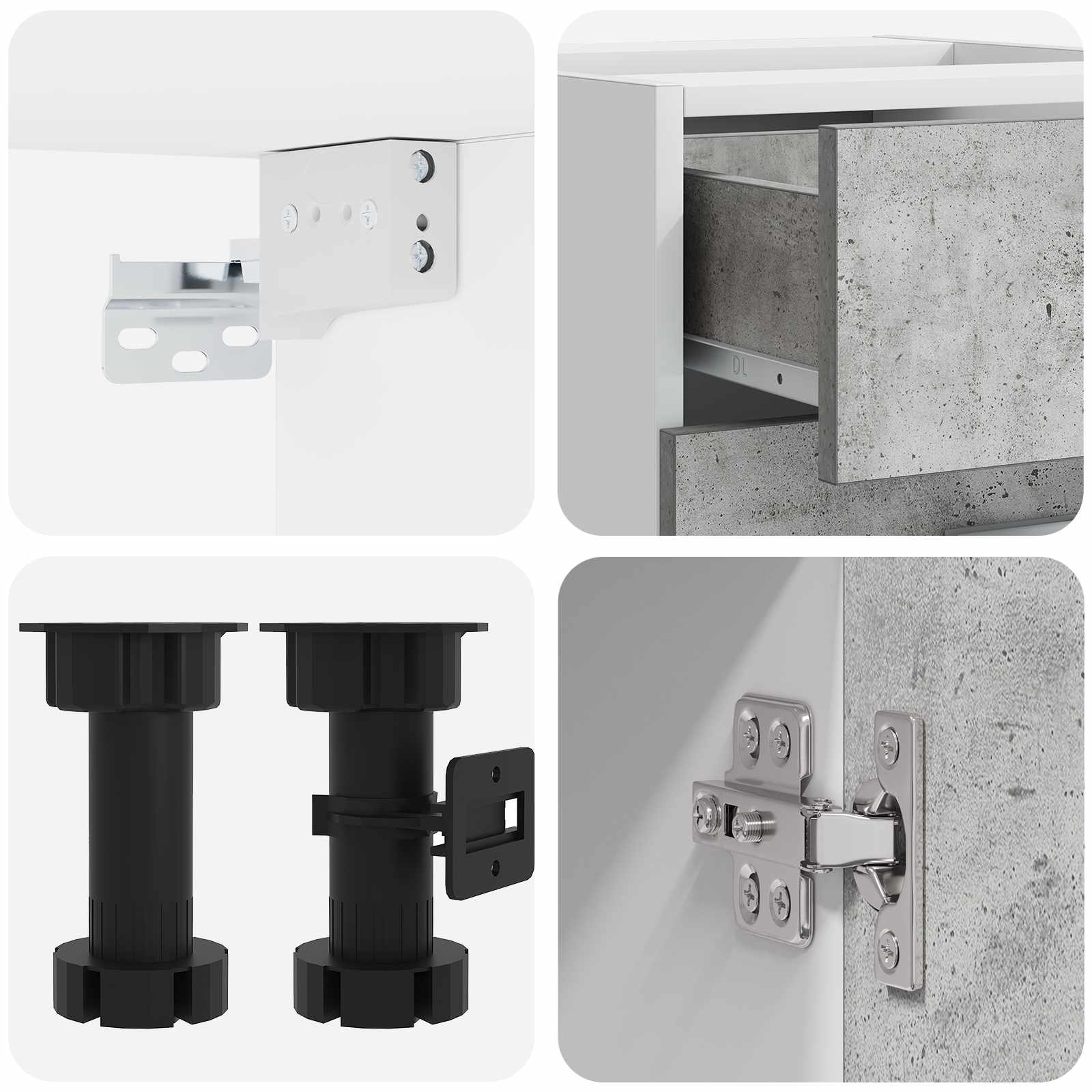 Unité de cuisine LYON 4 pc Gris béton Bois d'ingénierie - XIOS