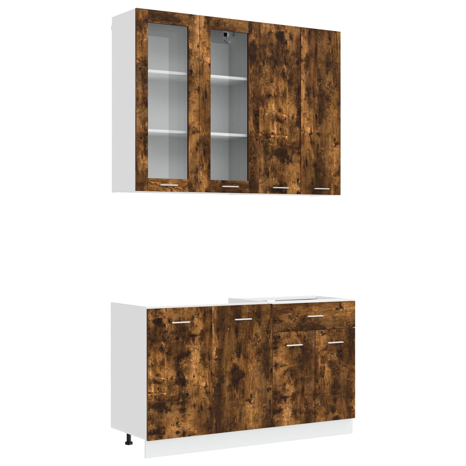 Unité de cuisine LYON 4 pc Chêne fumé Bois d'ingénierie