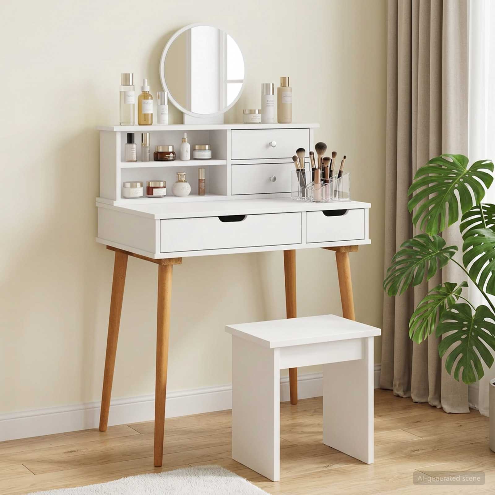 Ensemble de Coiffeuse FAUSKE 2 pc Blanc 76 x 50 x 103,5 cm - XIOS