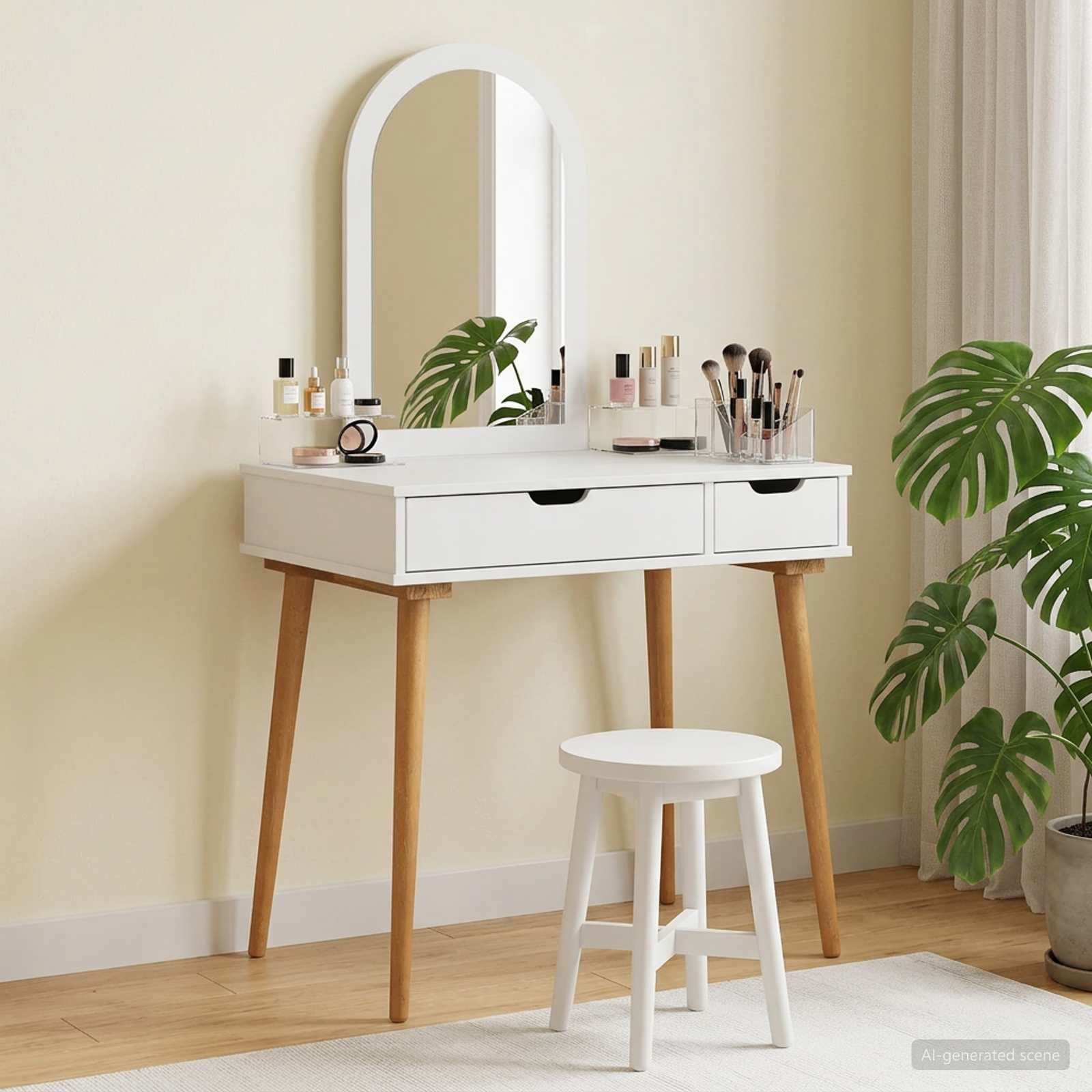 Ensemble de Coiffeuse FAUSKE 2 pcs Blanc 76 x 50 x 143 cm