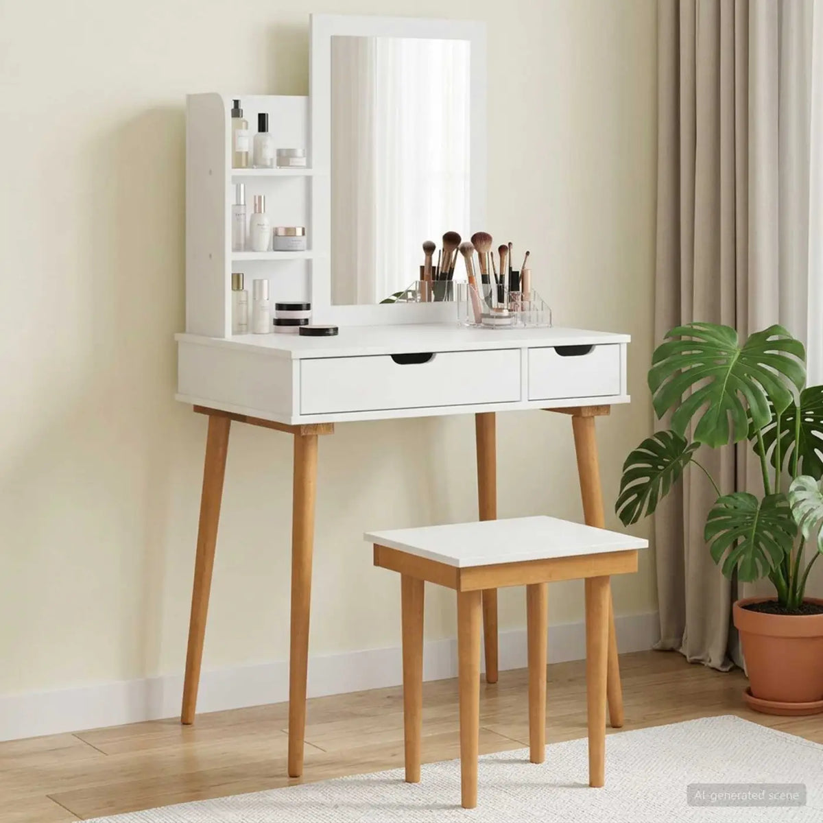 Ensemble de Coiffeuse FAUSKE 4 pc Blanc 76 x 50 x 143 cm - XIOS